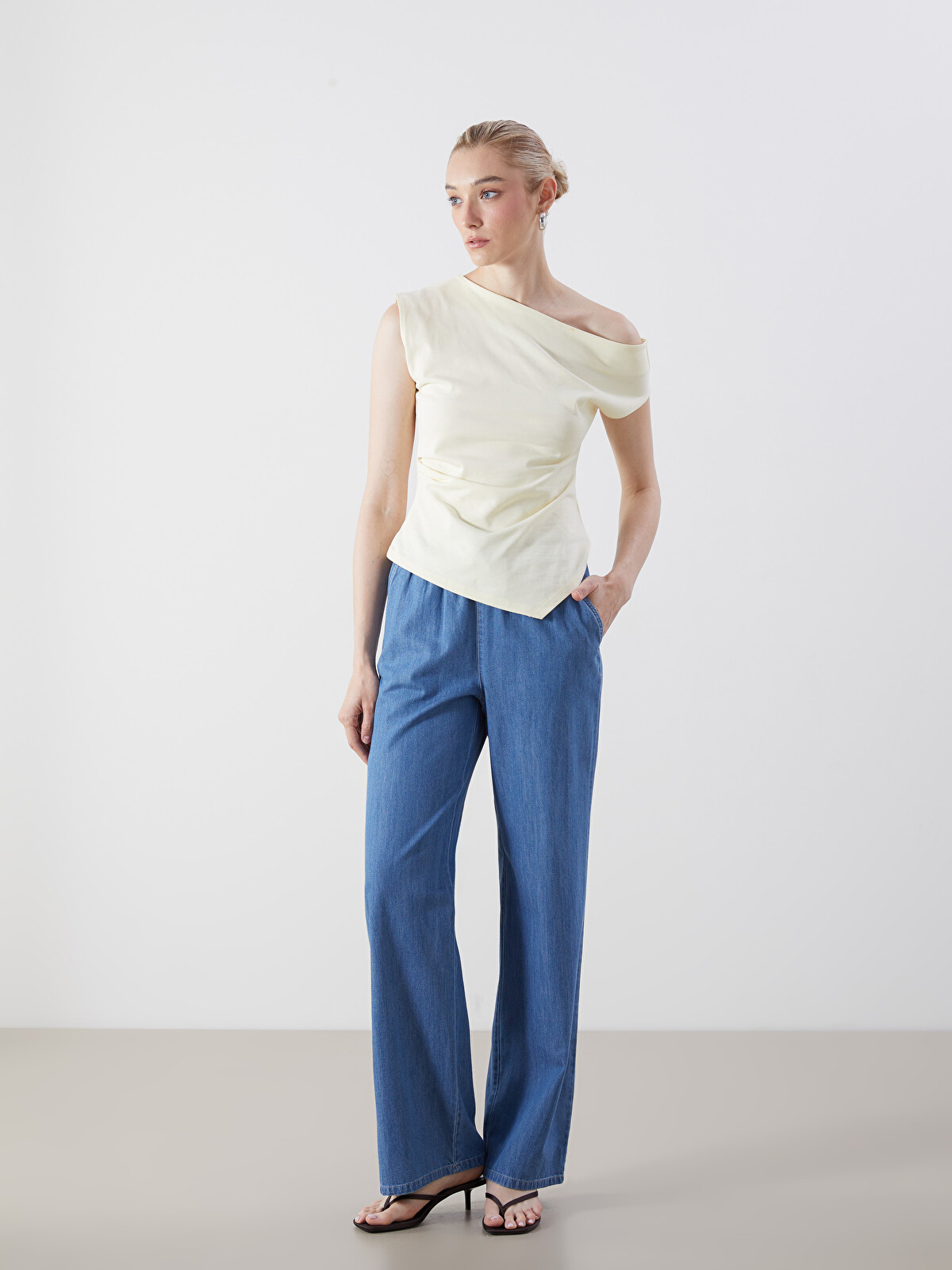 LCW Jeans Elastic Waist Wide Leg Women's Jeans - S5GN83Z8-507 - LC