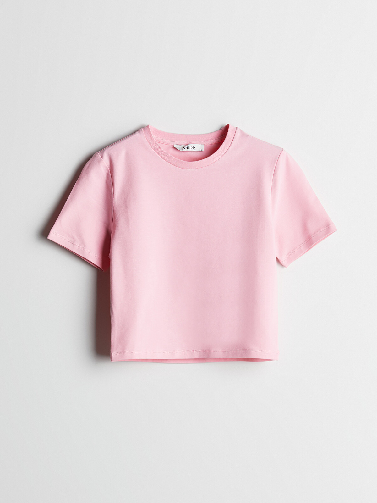 XSIDE Pembe Penye Düz Süper Skinny & Ekstra Dar Kısa Kollu Kadın