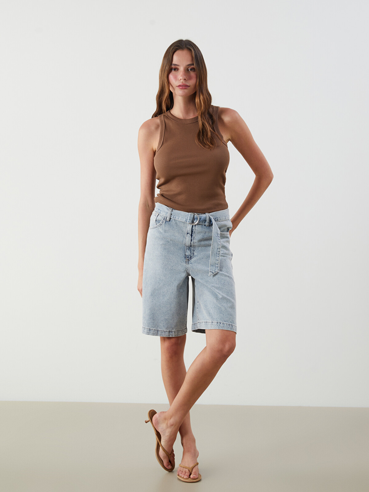 LCW Jeans Belted Women's Denim Shorts - S5GP82Z8-311 | LC Waikiki