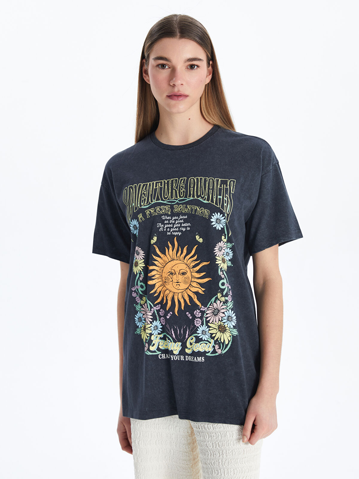 XSIDE Crew Neck Printed Women's T-Shirt -S5GR84Z8-VDL - LC