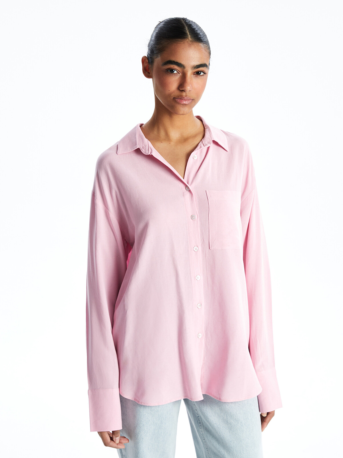 XSIDE Linen Blend Women's Shirt - S5GT39Z8-CVR - LC Waikiki