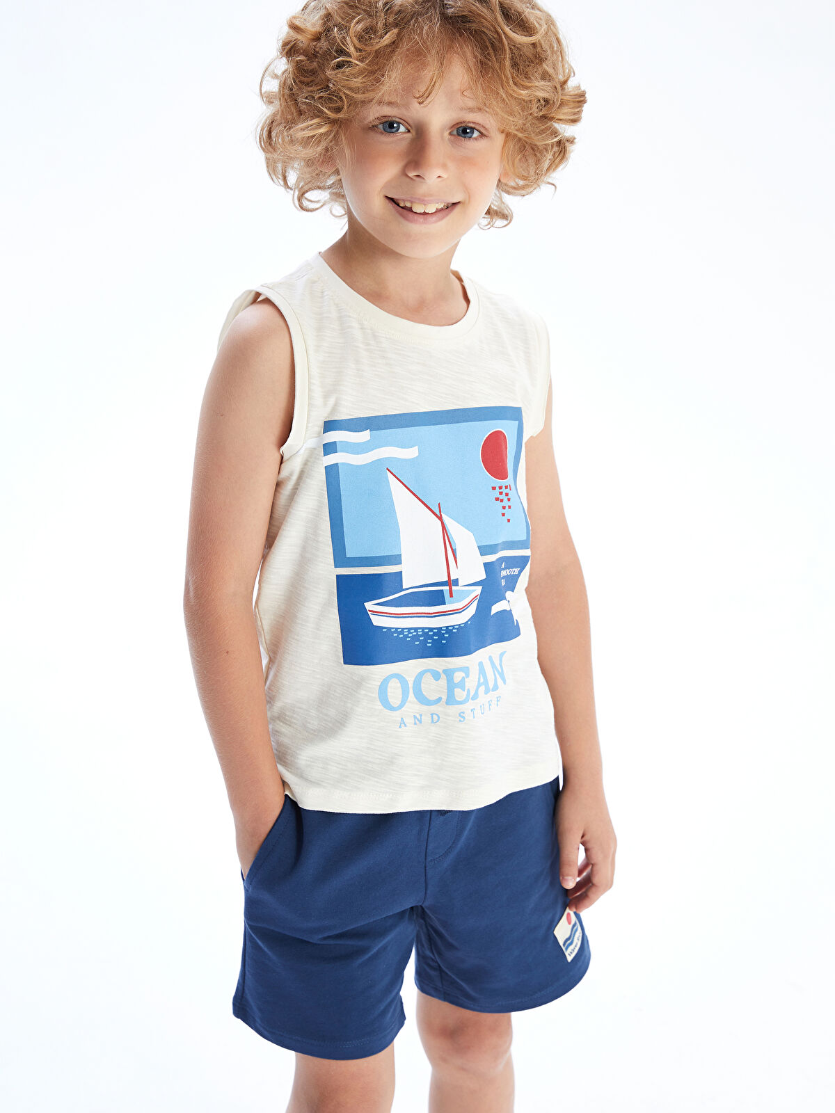 LCW Kids Bisiklet Yaka Baskılı Erkek Çocuk Atlet