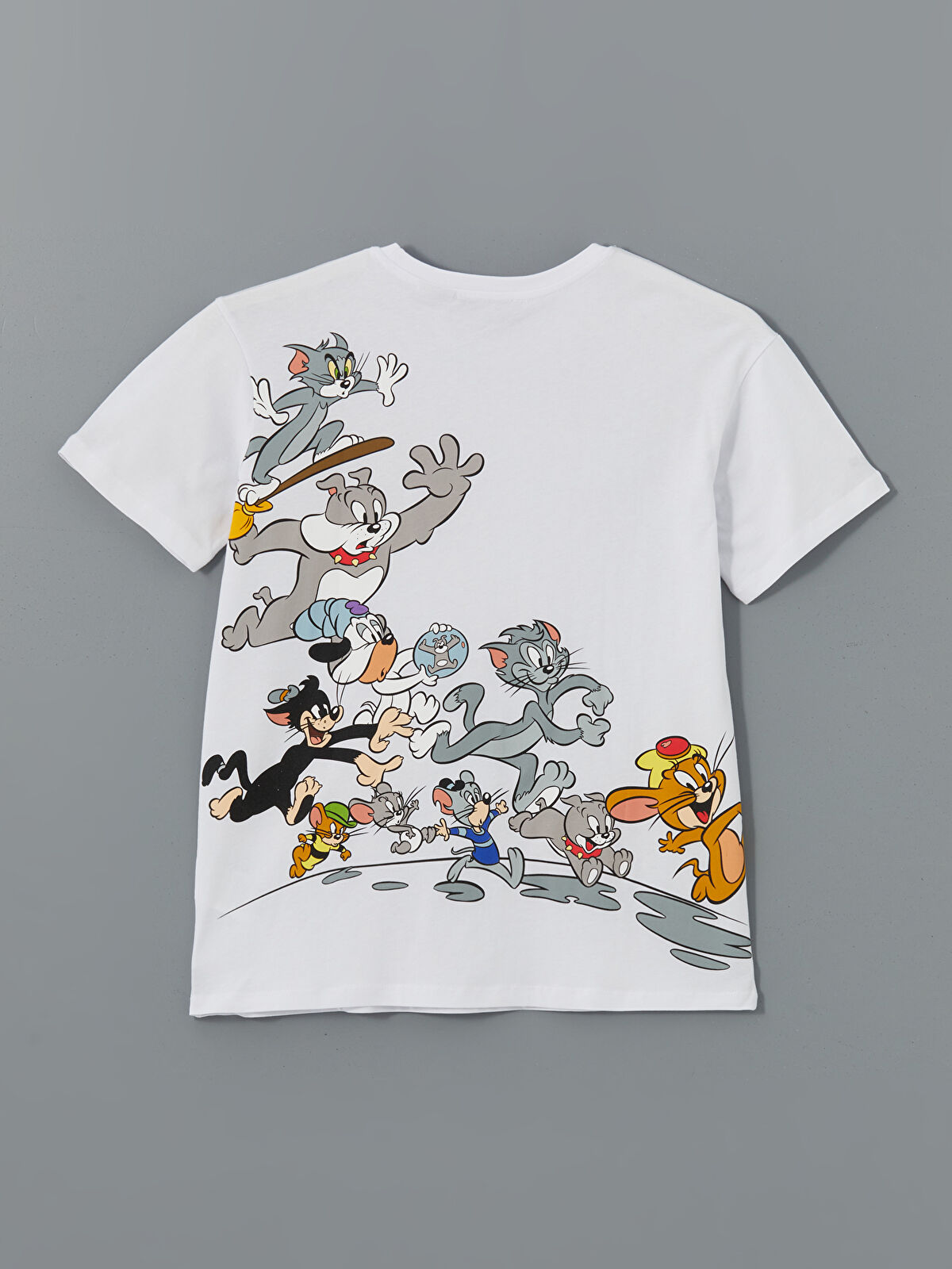 XSIDE Beyaz Bisiklet Yaka Tom & Jerry Baskılı Kadın Tişört