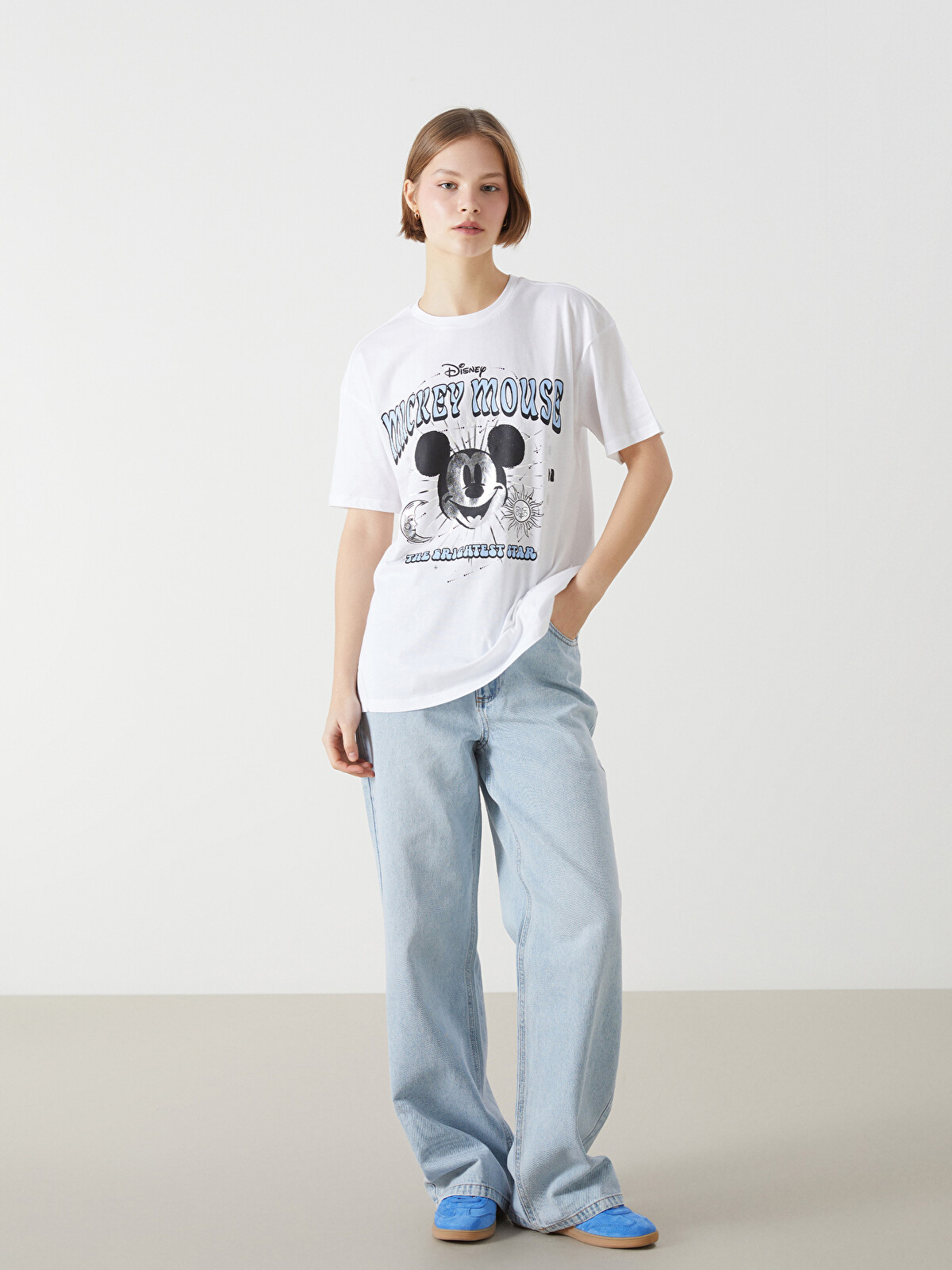 XSIDE Mickey Mouse Baskılı %100 Pamuklu Kadın Tişört - S5GY08Z8