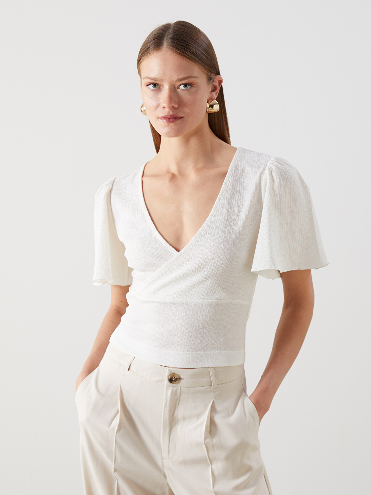 CARLA 2way Lady blouse ホワイト Karla Cardigan Cream White Cotton | Hand-Knitted Floral Knit