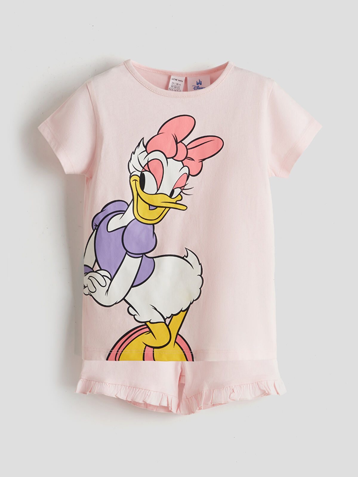 LCW baby Daisy Duck Baskılı Kız Bebek Şortlu Pijama Takım
