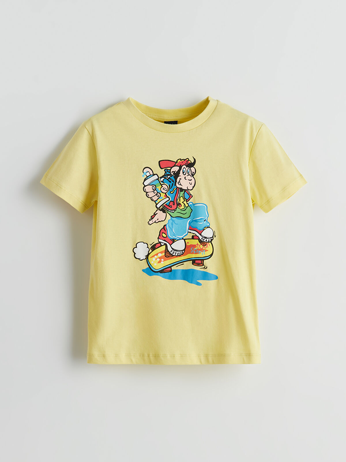 K.Kページ LCW ECO Sarı Bisiklet Yaka Nostaljik Maymun Baskılı Erkek Çocuk