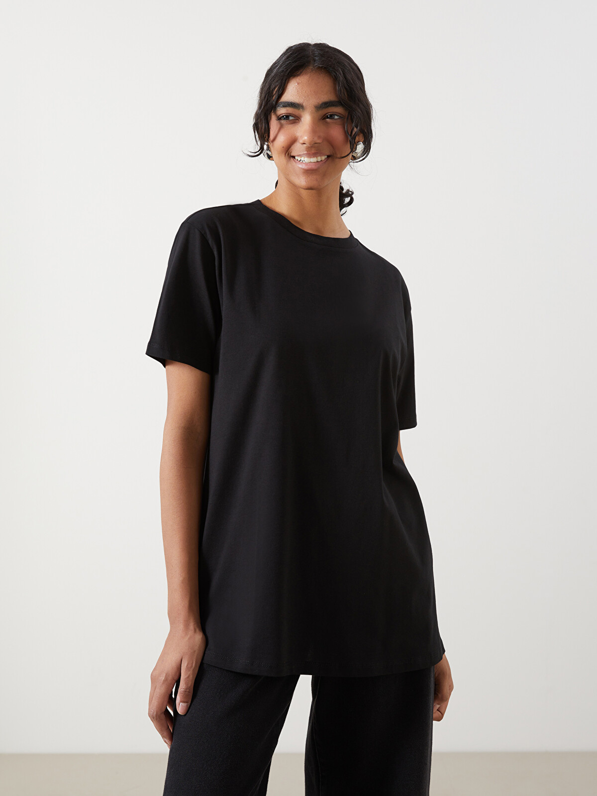 LCW Modest Siyah Bisiklet Yaka Kadın Tunik - S5H643Z8-CVL | LCW