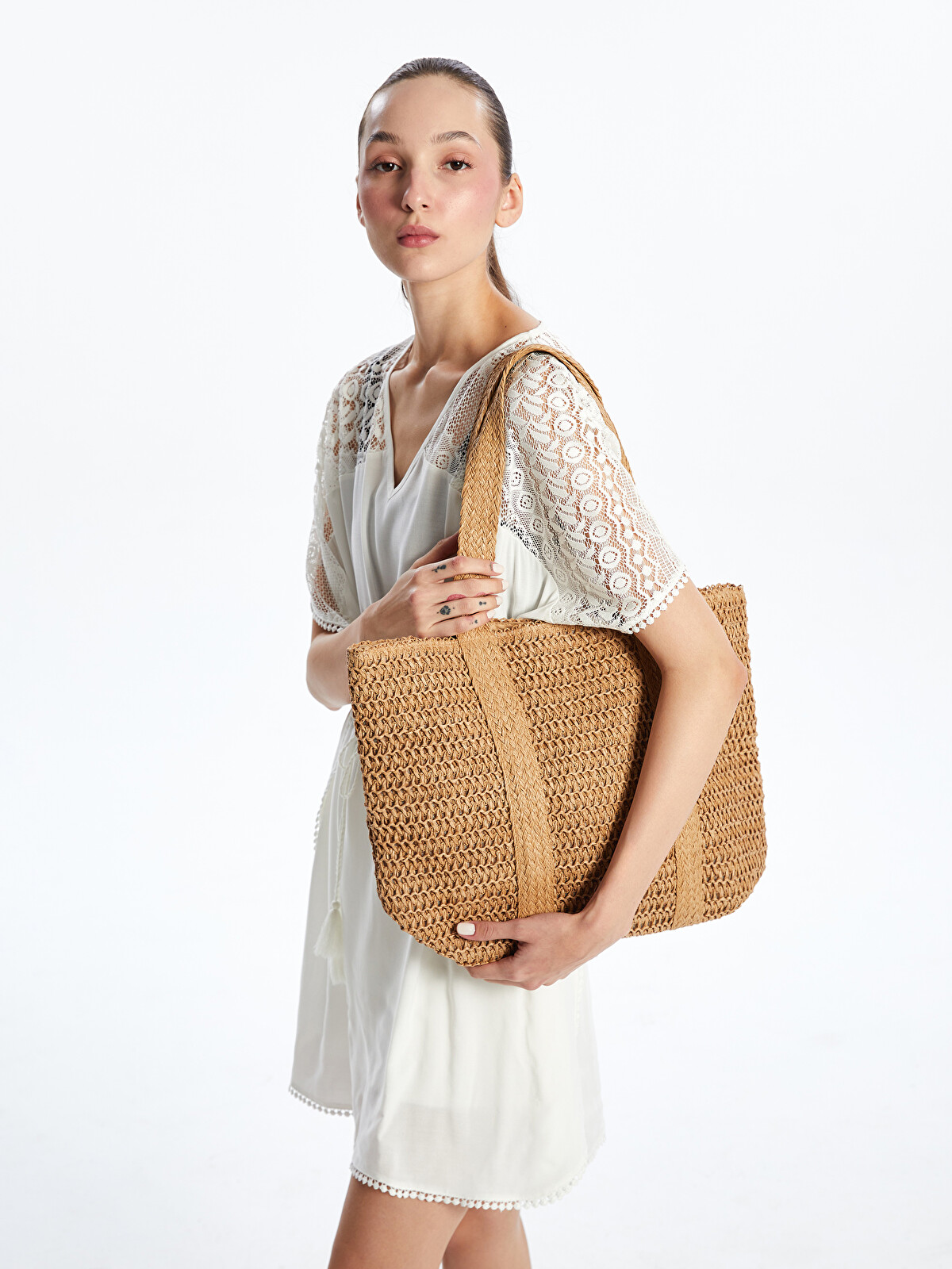 LCW ACCESSORIES Плетеная Женская Пляжная Сумка - S5H886Z8-QPX | LC