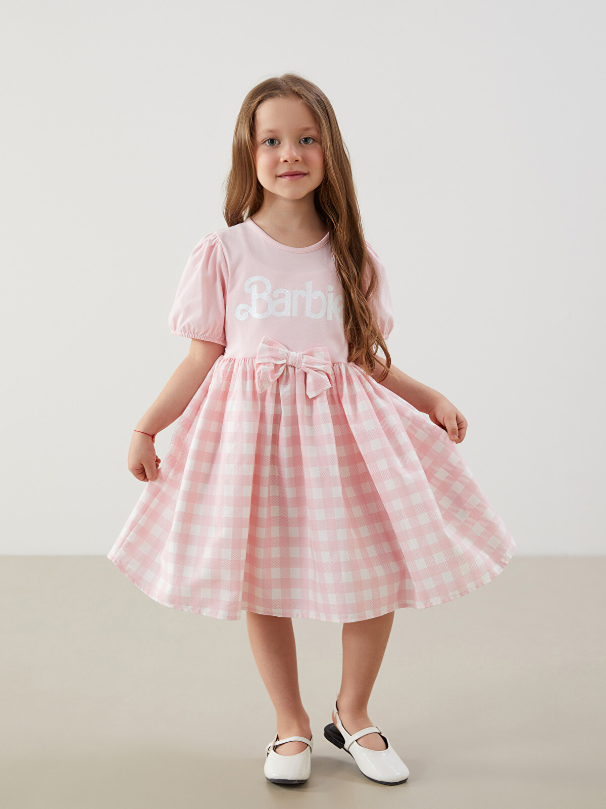 LCW Kids Barbie Printed Girls' Jersey Dress - S5HA56Z1-G0G | LC