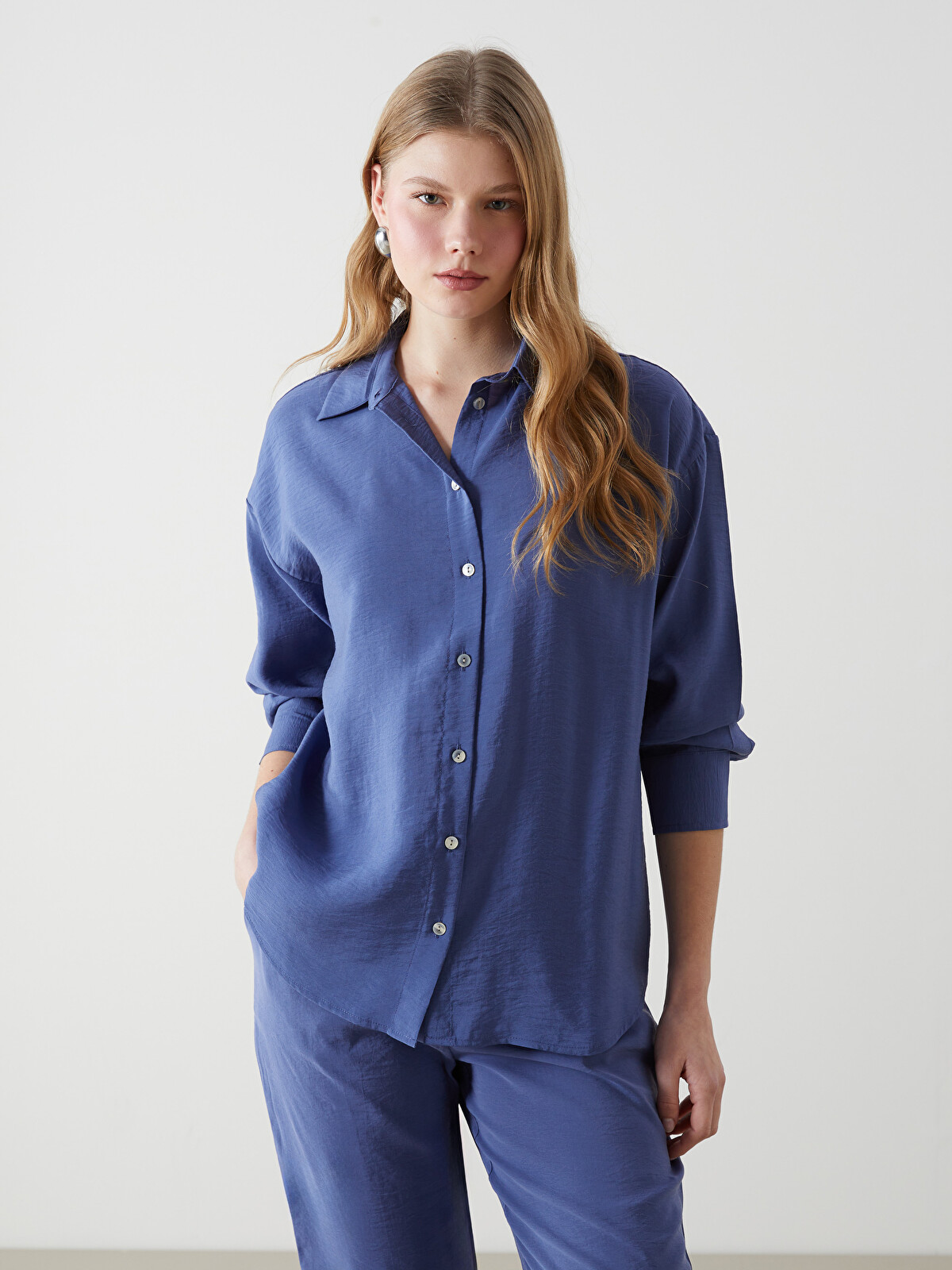 XSIDE Oversize Poplin Kadın Gömlek - S5HE45Z8-M78 | LC Waikiki