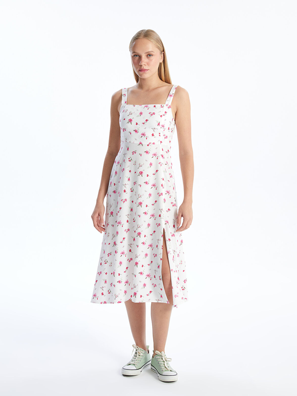 XSIDE Square Collar Floral Women's Dress -S5HJ46Z8-R9J - LC