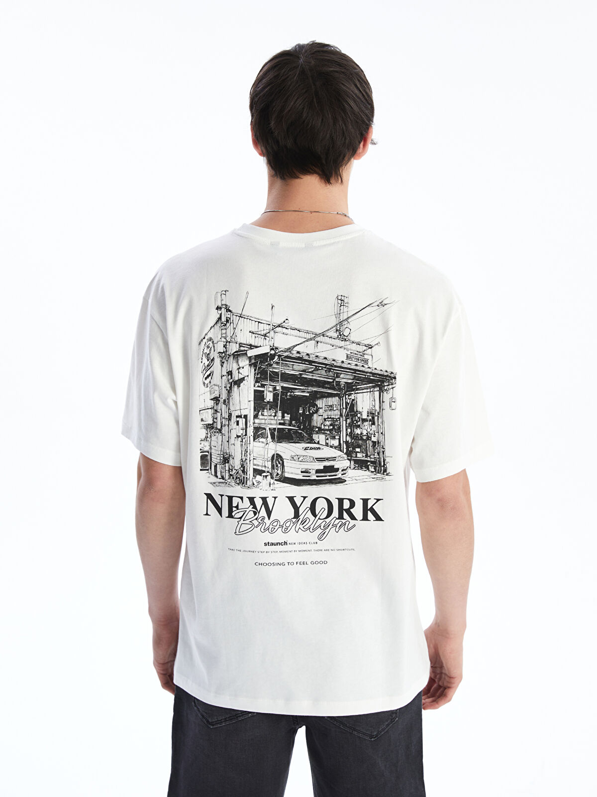 XSIDE Crew Neck New York Printed Jersey Men's T-Shirt - S5HK15Z8