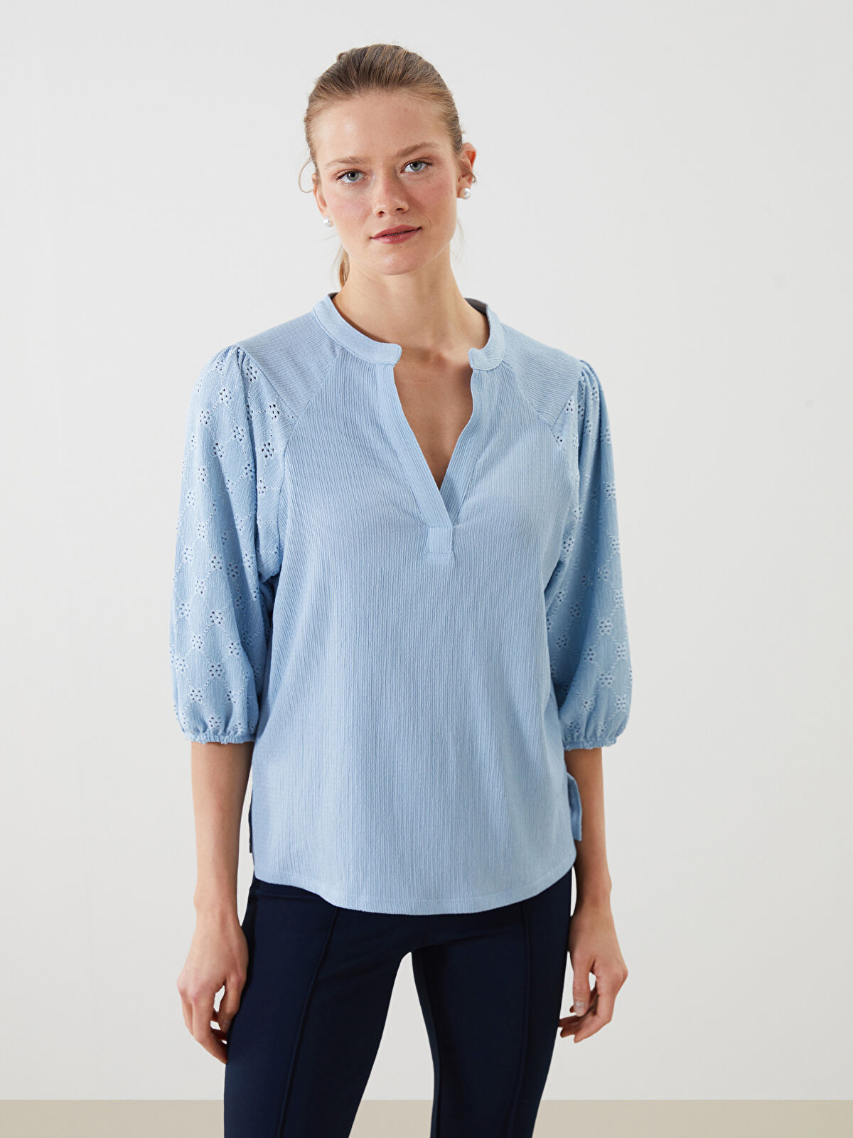 LC Waikiki Crew Neck Patterned Long Sleeve Women's T-Shirt