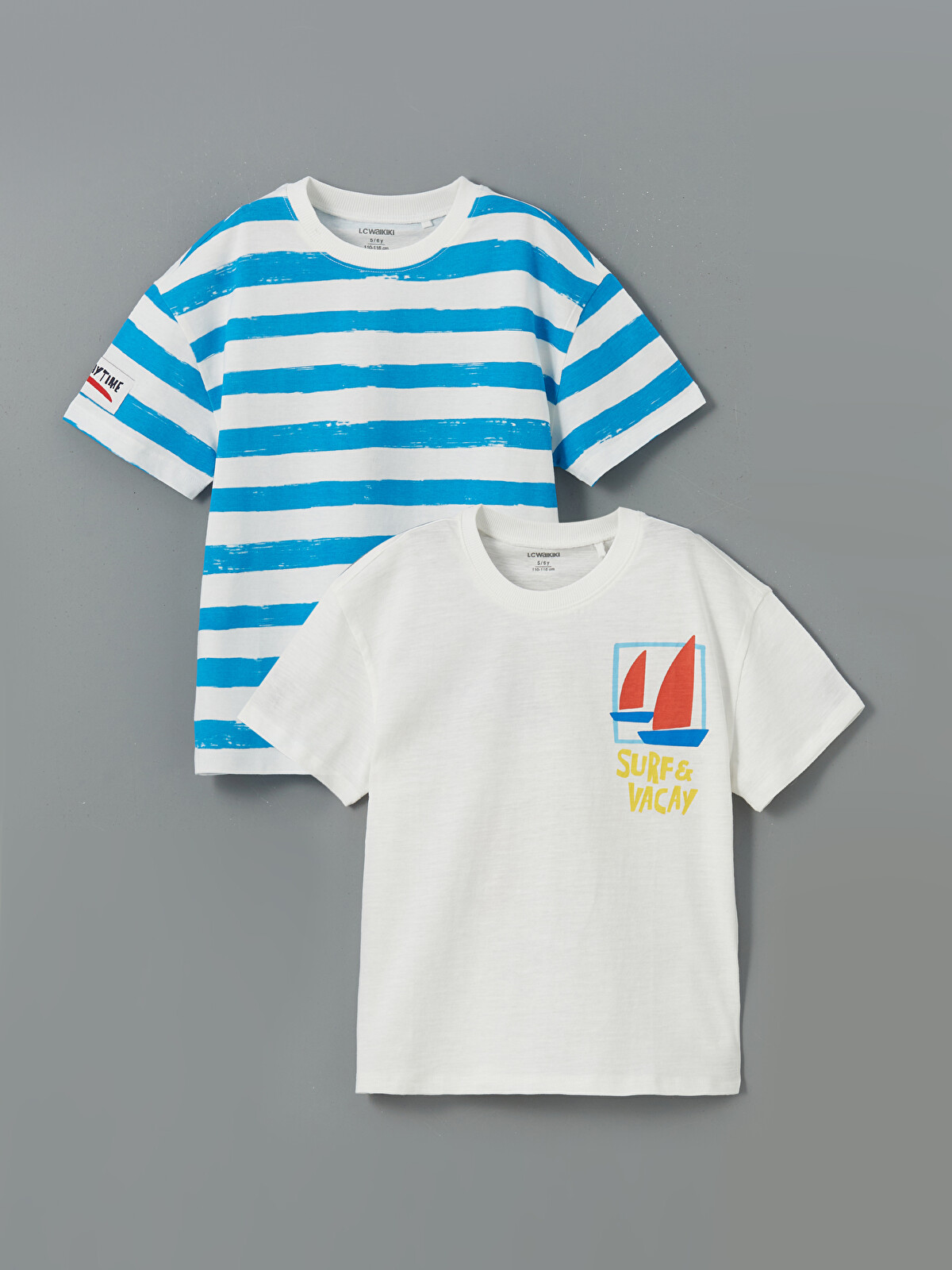 LCW Kids Crew Neck Striped Boys' T-Shirt 2 Pack - S5HT31Z1-Q6K