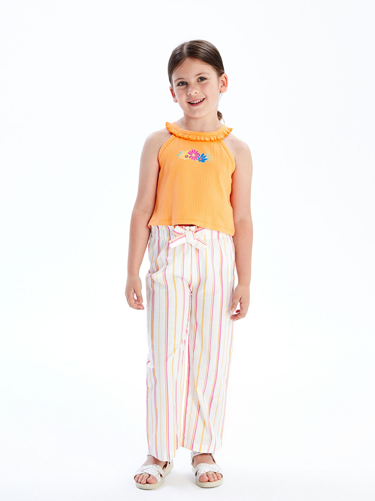 LCW Kids Halter Neck Printed Girls' Tank Top -S5I258Z1-KVA