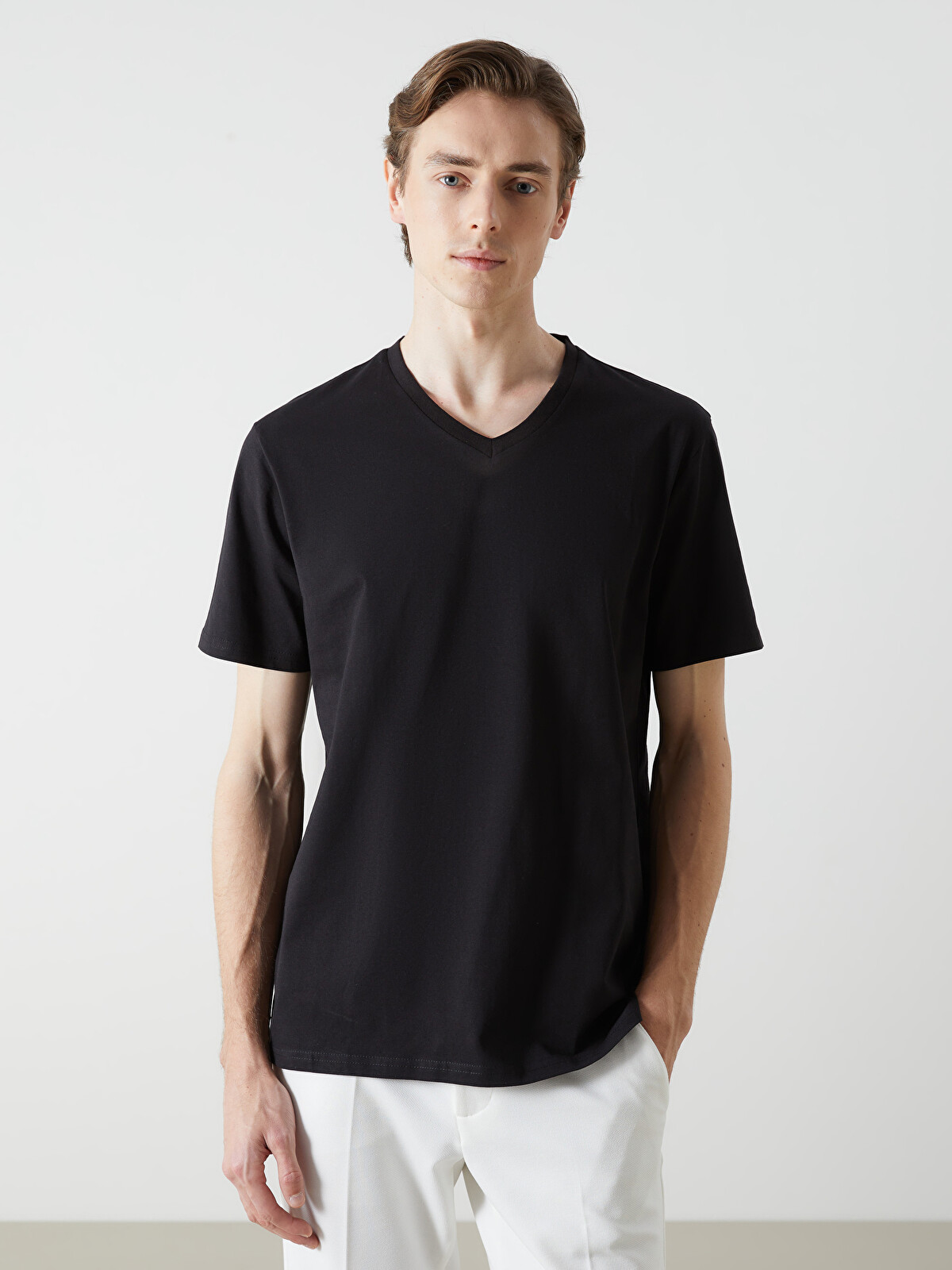 LCW ECO V-neck Short Sleeve Jersey Men's T-shirt - S5I687Z8-CVL