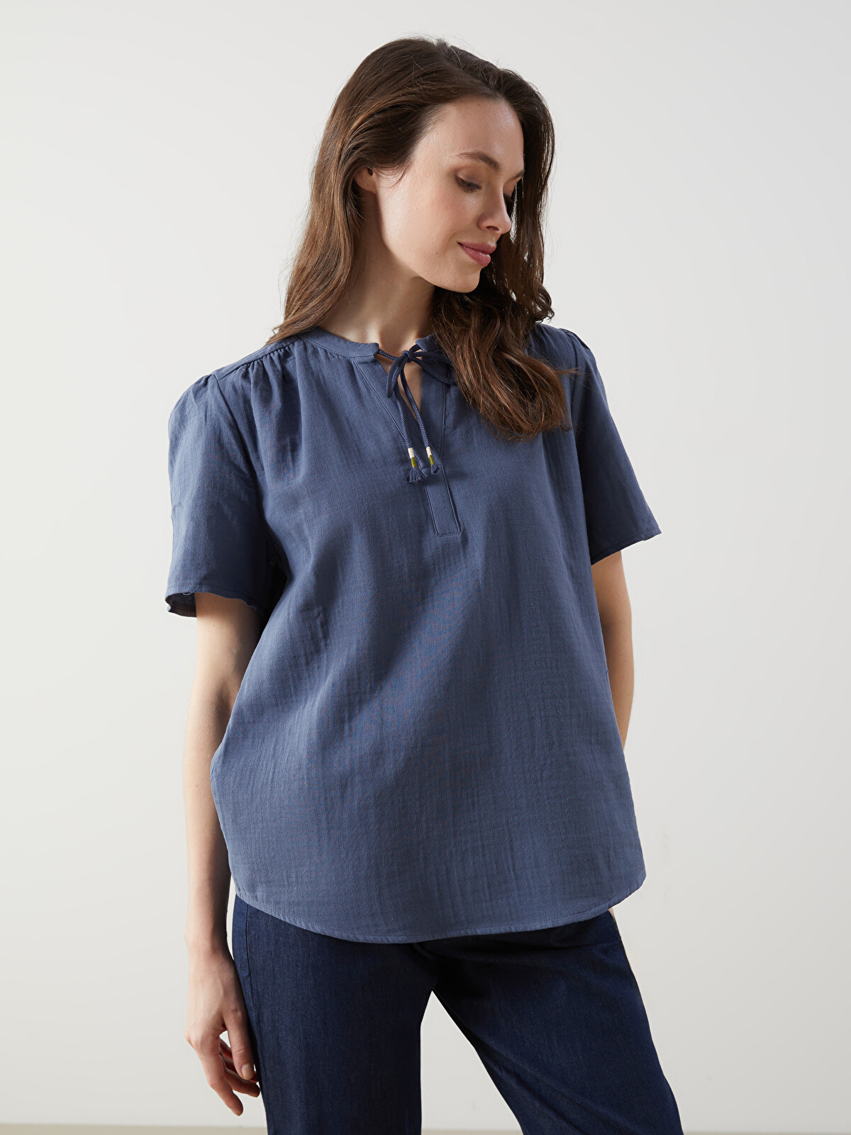 LCW Grace Tie Neck Women's Blouse - S5IA35Z8-P2E - LC Waikiki