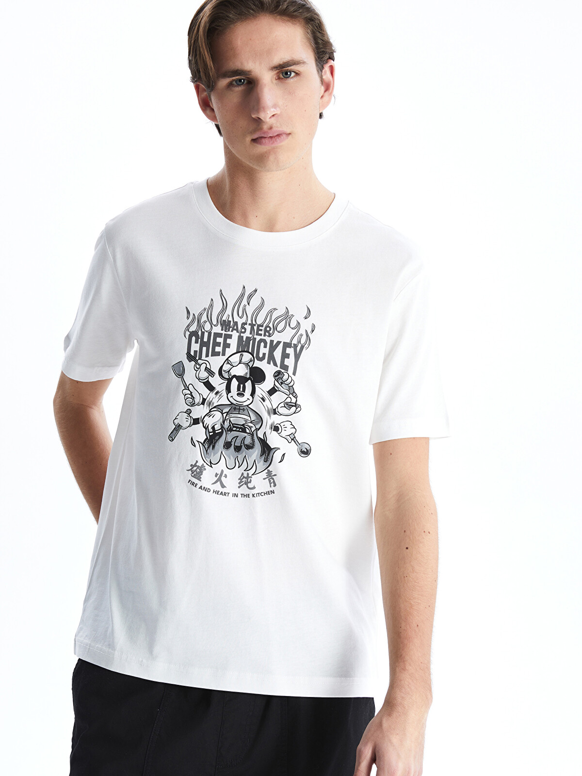 XSIDE Crew Neck Mickey Mouse Printed Jersey Men's T-shirt