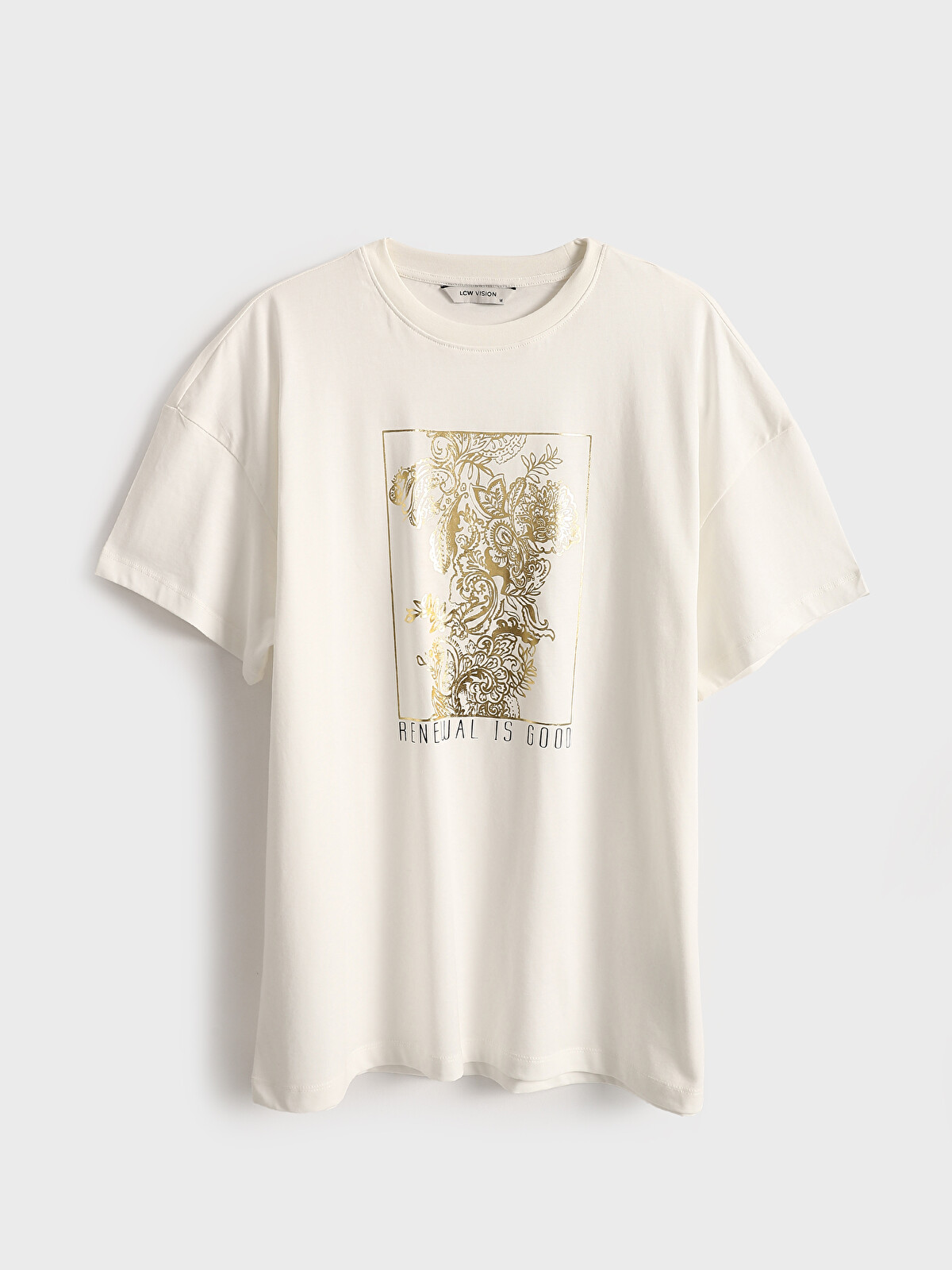 Kesha Still Gold Tシャツ ホワイト XL LCWAIKIKI Classic Bisiklet Yaka Baskılı Oversize Kadın Tişört