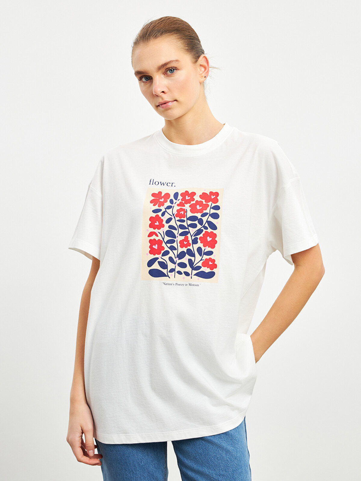 LCWAIKIKI Classic Crew Neck Floral Oversize Women's T-shirt