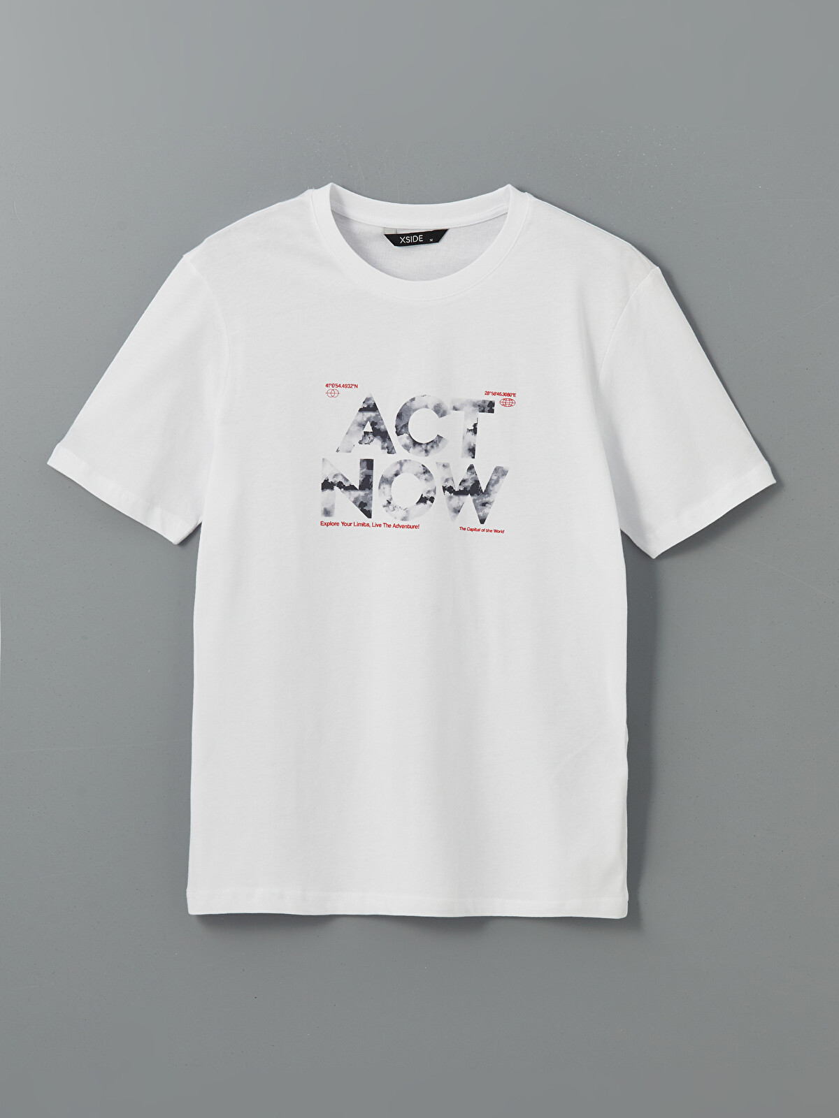 『STANDARD TEE WHITE L』 XSIDE Bisiklet Yaka Baskılı Erkek Tişört - S5IL26Z8-Q6K | LC Waikiki