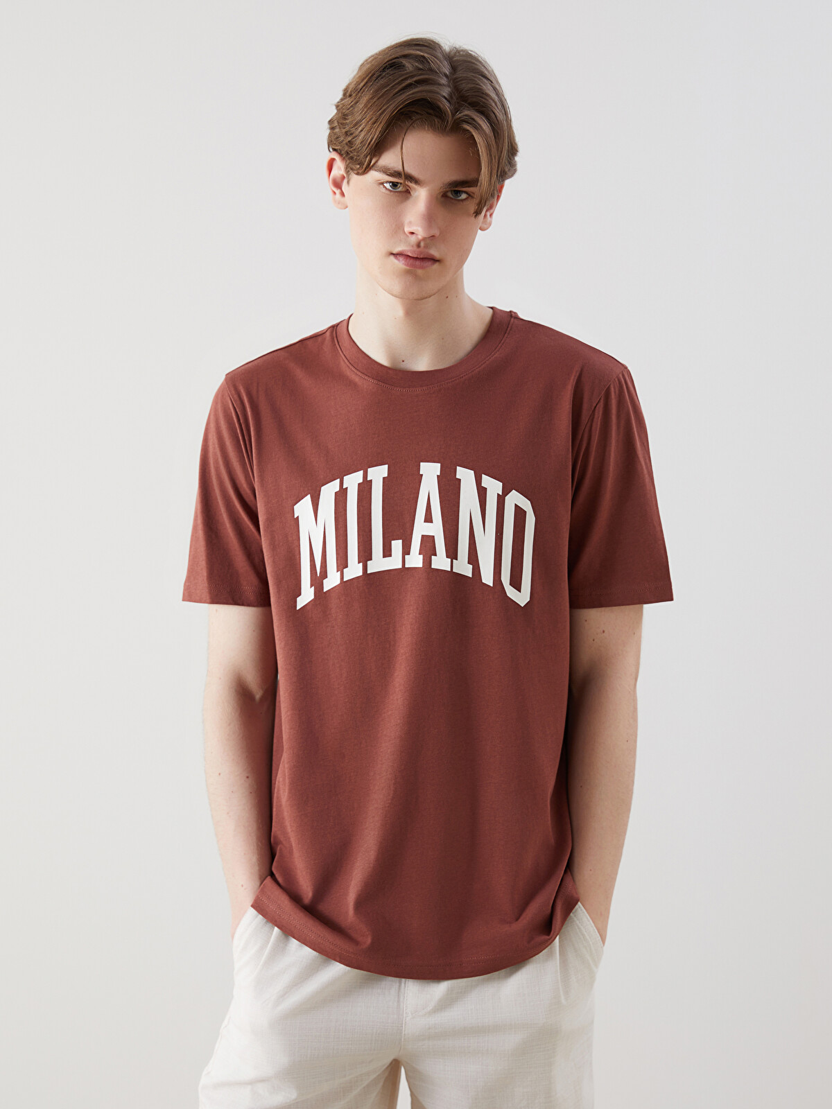 希少MilanoCollection2013 XSIDE Crew Neck Milano Printed Jersey Men's T-Shirt - S5IL32Z8-Z6Q