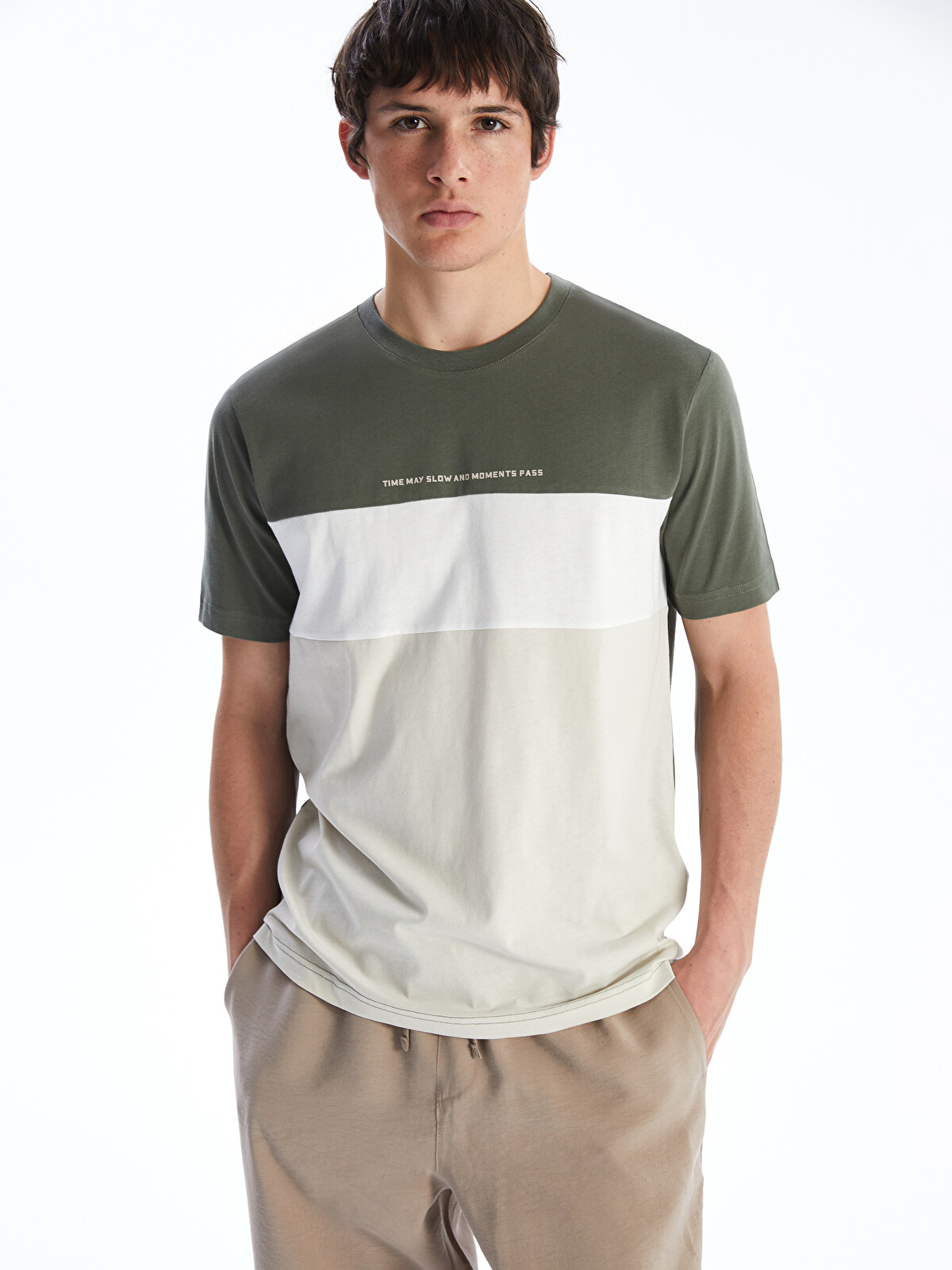 XSIDE Crew Neck Color Block Jersey Men's T-Shirt - S5IL35Z8-YRN