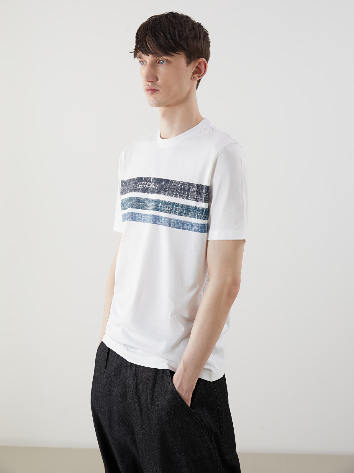 XSIDE Crew Neck Striped Jersey Men's T-shirt - S5IL50Z8-R9J | LC