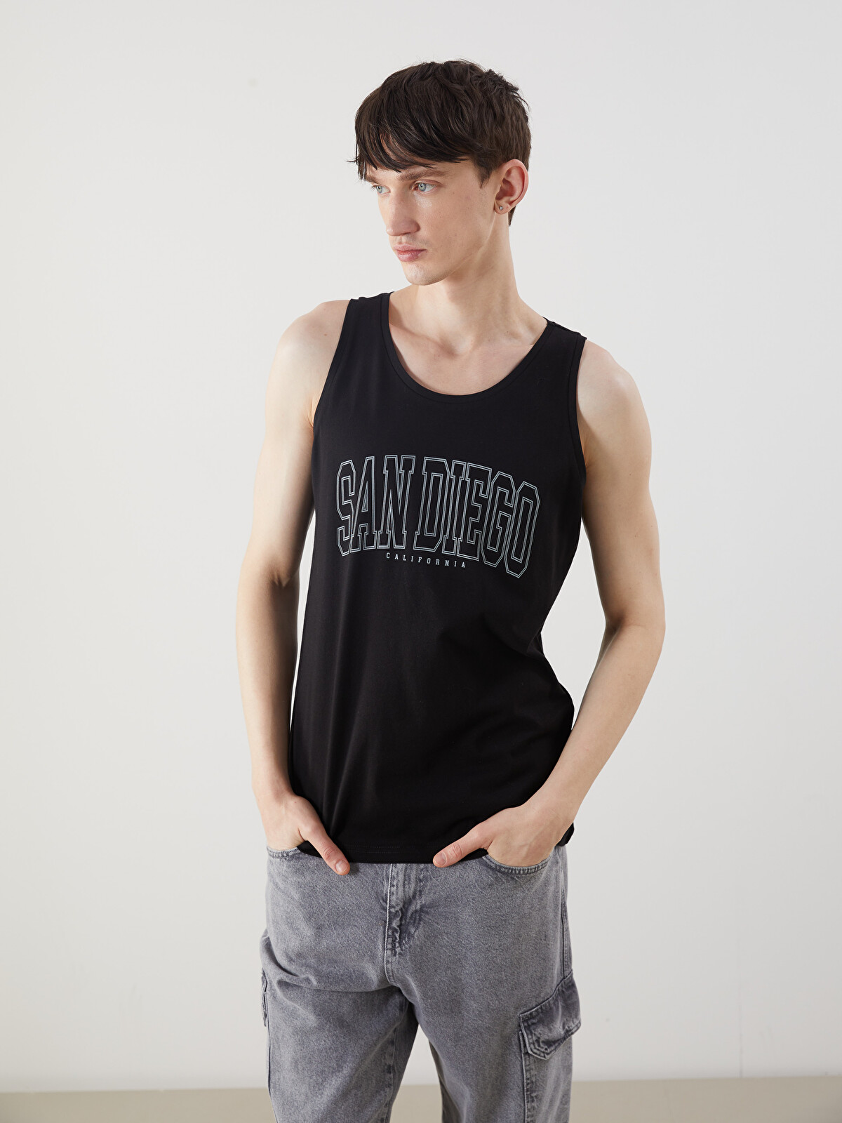 XSIDE Crew Neck Printed Men's Sleeveless T-Shirt - S5IL57Z8-CVL
