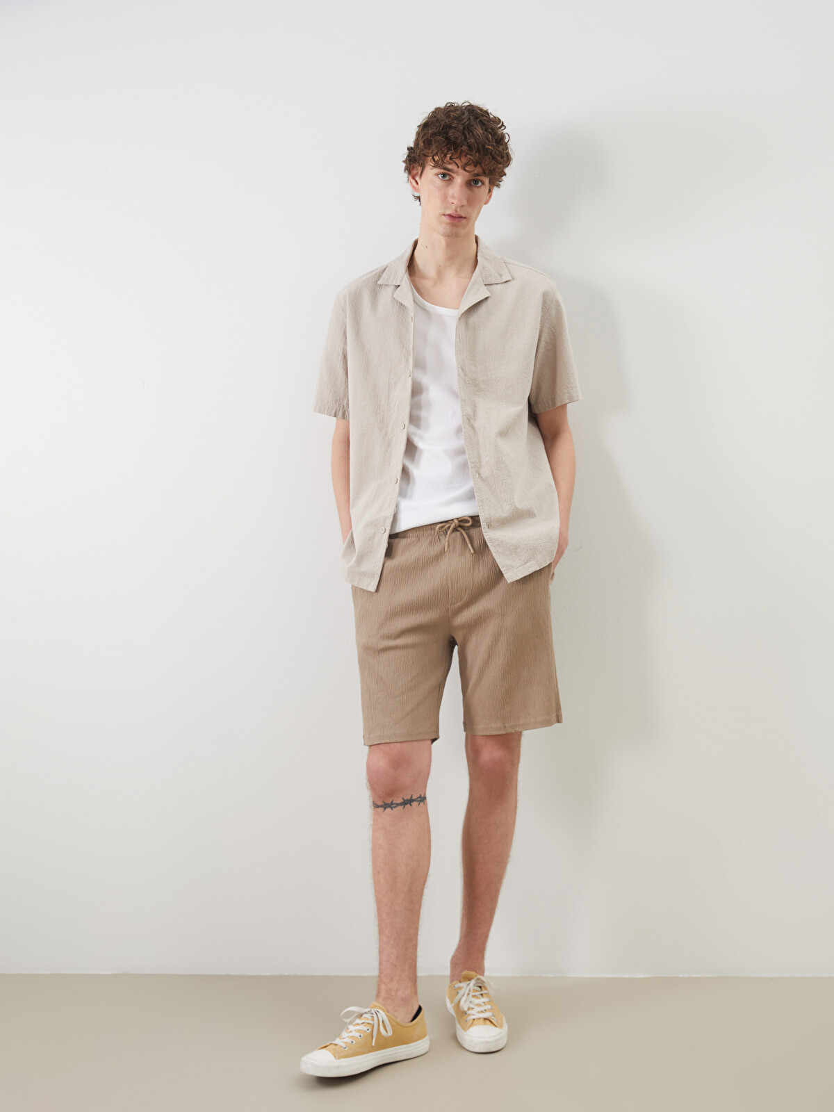 XSIDE Standard Fit Men's Shorts with Waist Tie Detail - S5IL66Z8