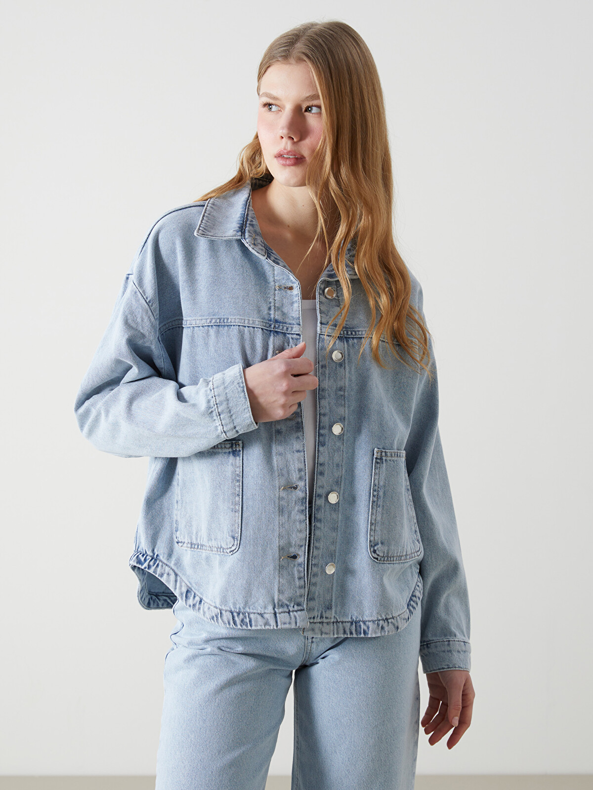 XSIDE Oversize Kadın Jean Gömlek Ceket - S5IN49Z8-K9M | LC Waikiki
