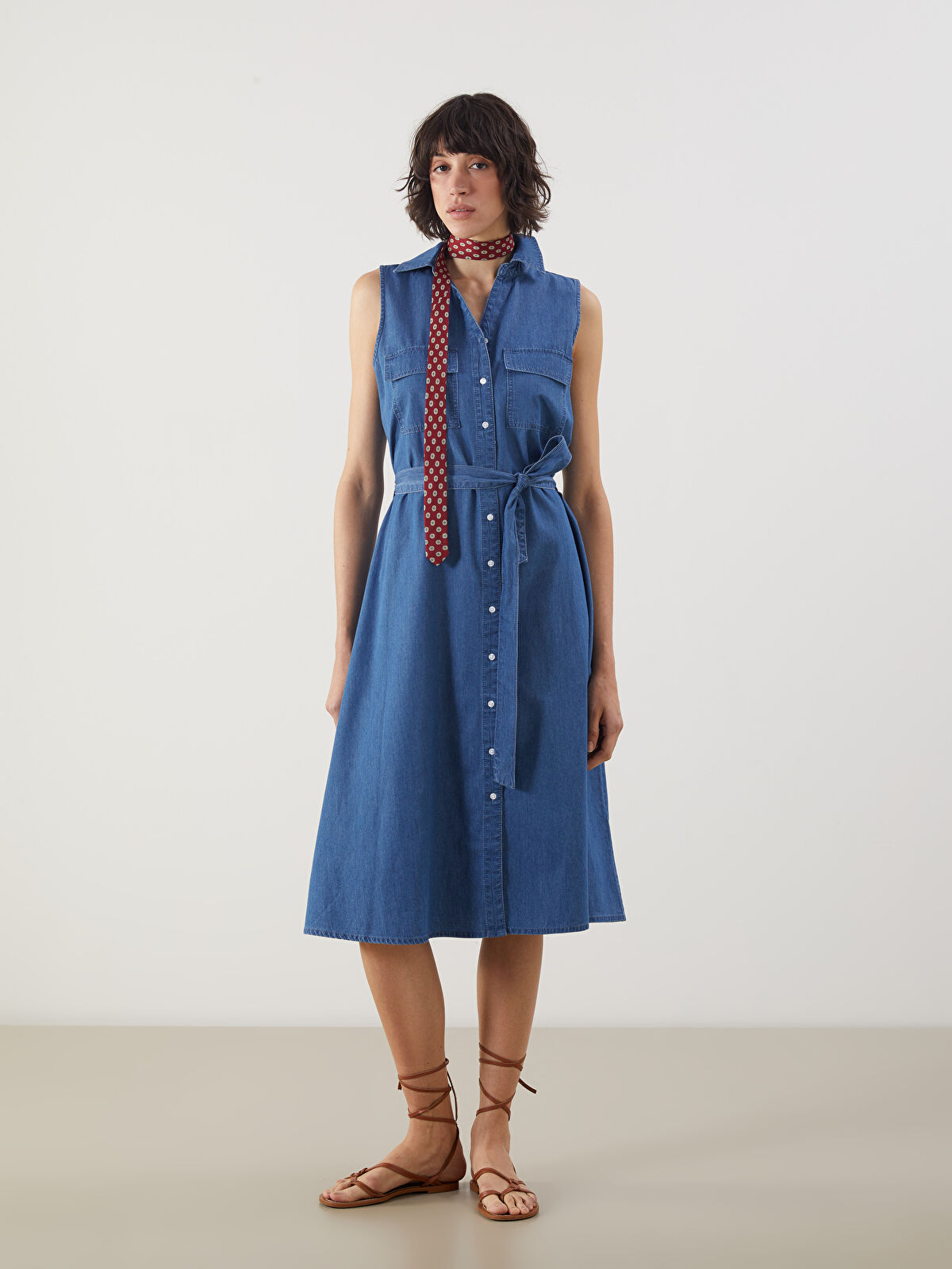 eeです LCWAIKIKI Classic Rochie din Denim cu Guler - S5IN69Z8-563 - LC