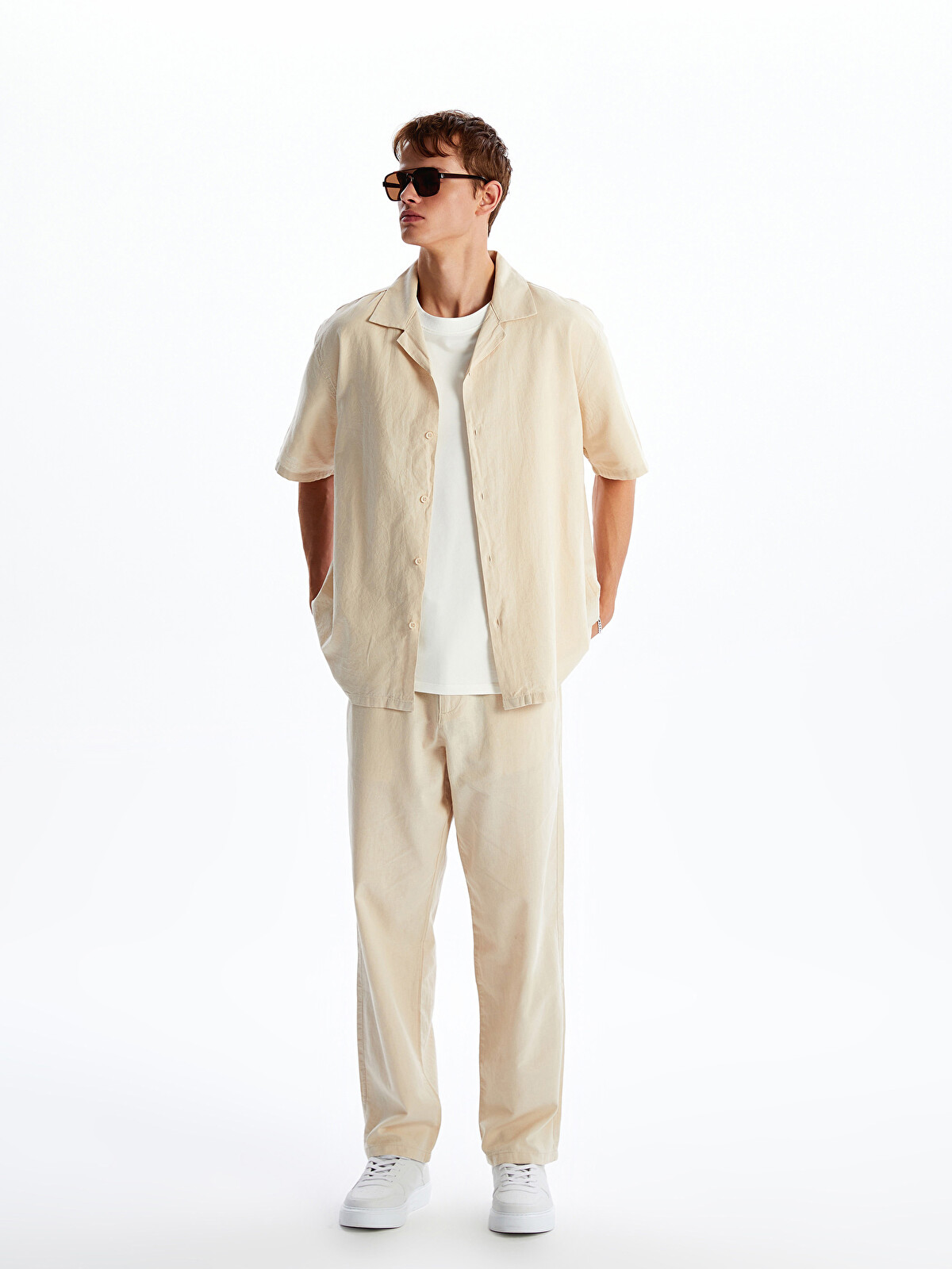 XSIDE Relaxed Fit Linen Blend Men's Trousers - S5IP26Z8-VZH - LC