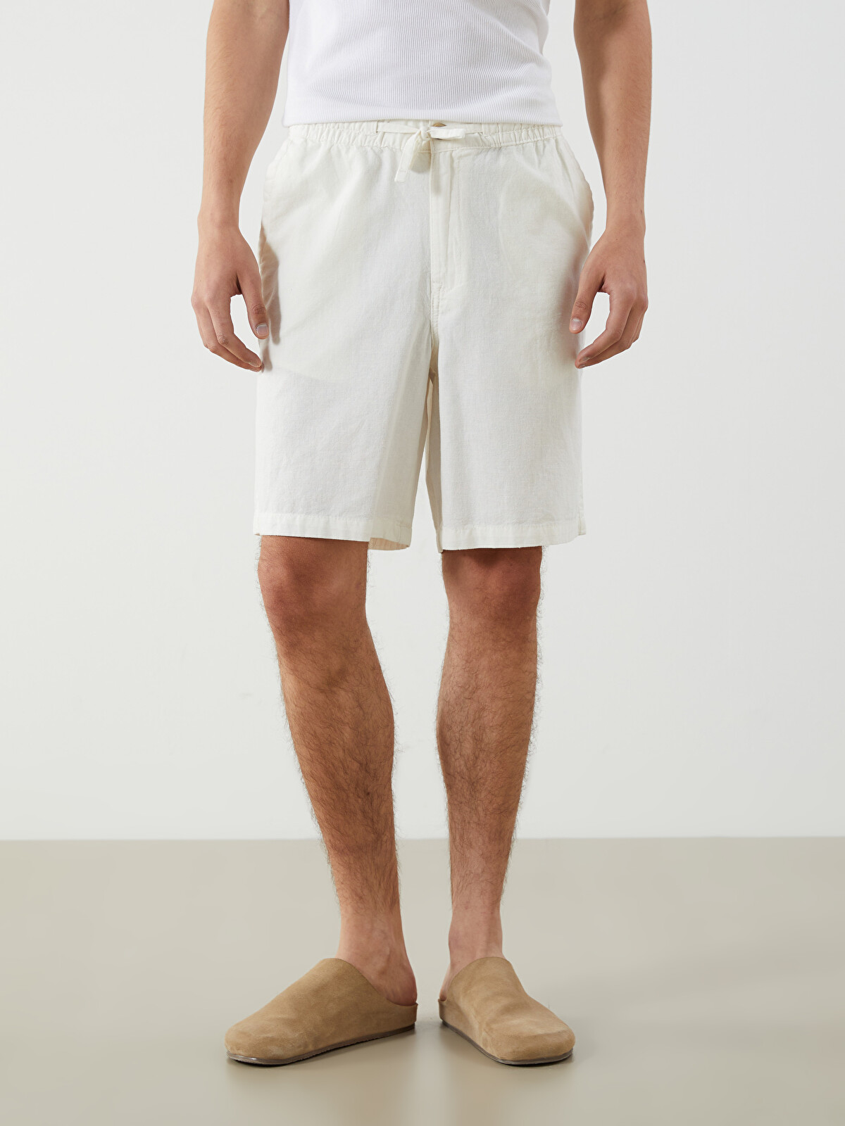 XSIDE Relaxed Fit Linen Blend Men's Shorts - S5IP44Z8-R9J | LC Waikiki