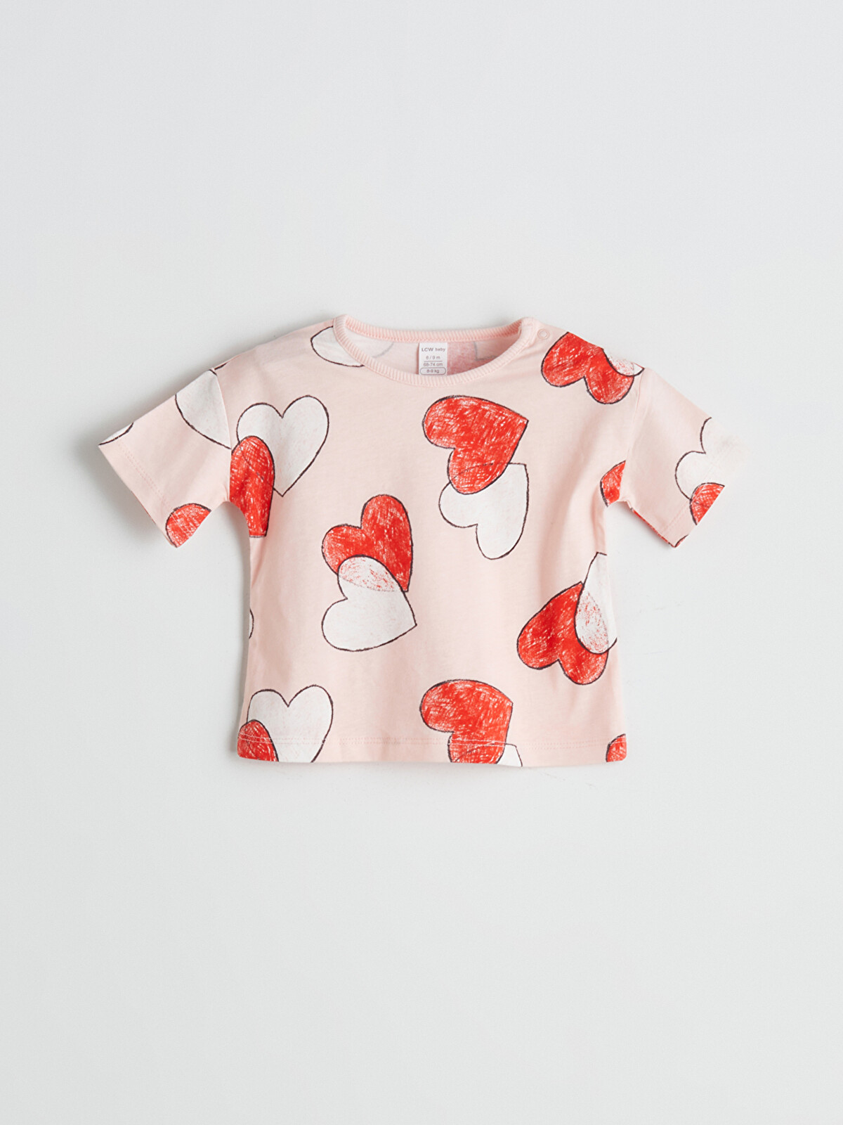 LCW baby Heart Printed Baby Girls' T-shirt 2 Pack - S5J376Z1-YG7