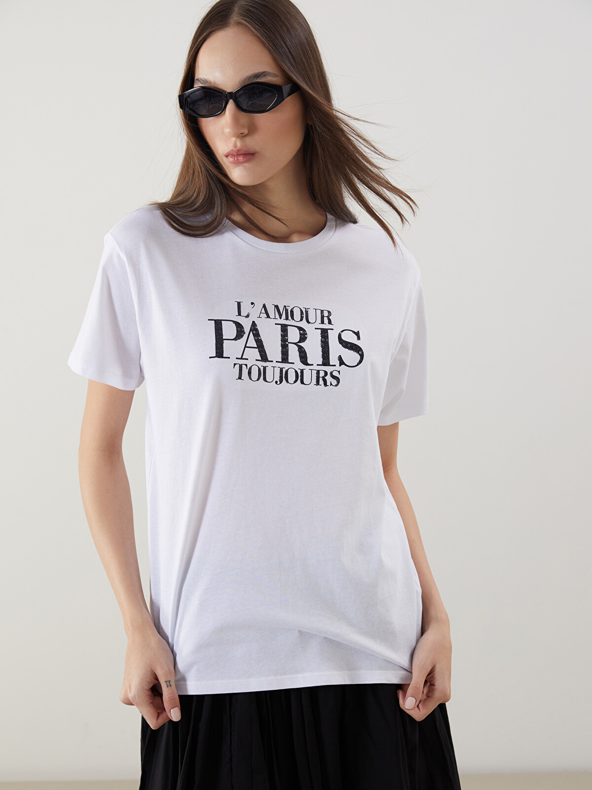 LCW Vision Crew Neck Paris Printed Women's T-Shirt - S5J534Z8-Q6K
