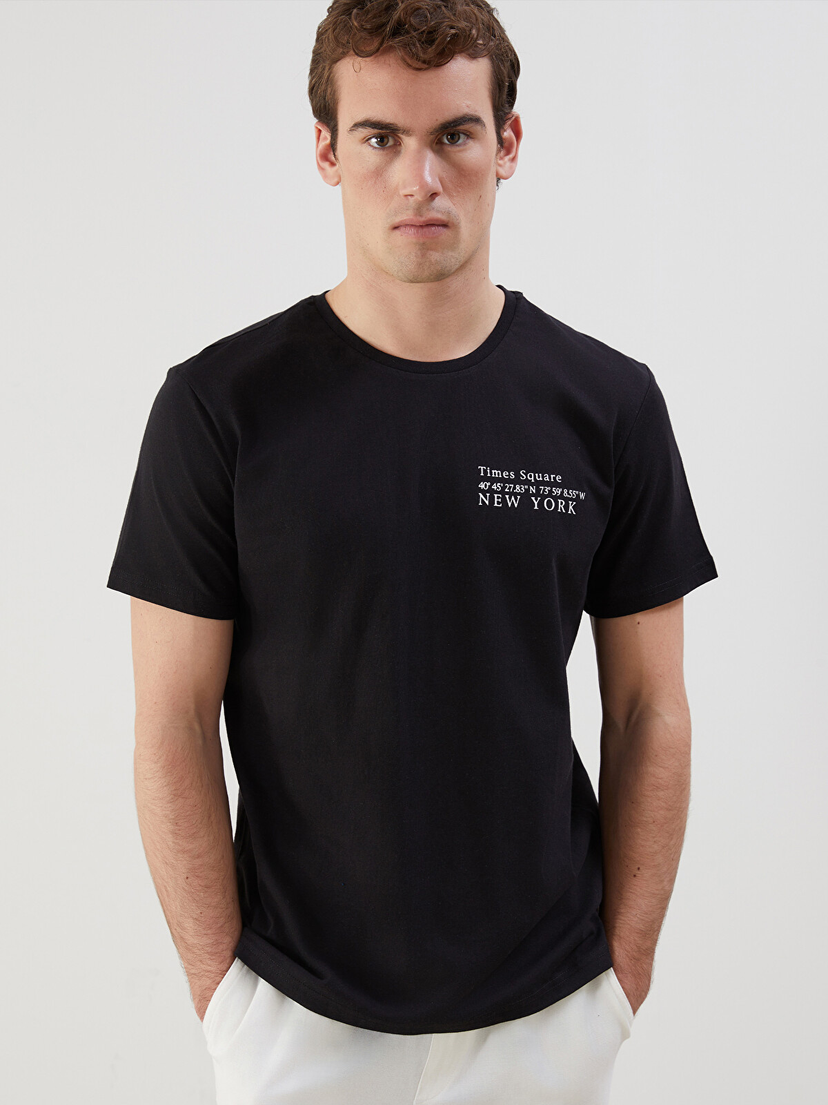LCW ECO Crew Neck New York Printed Jersey Men's T-Shirt - S5J845Z8