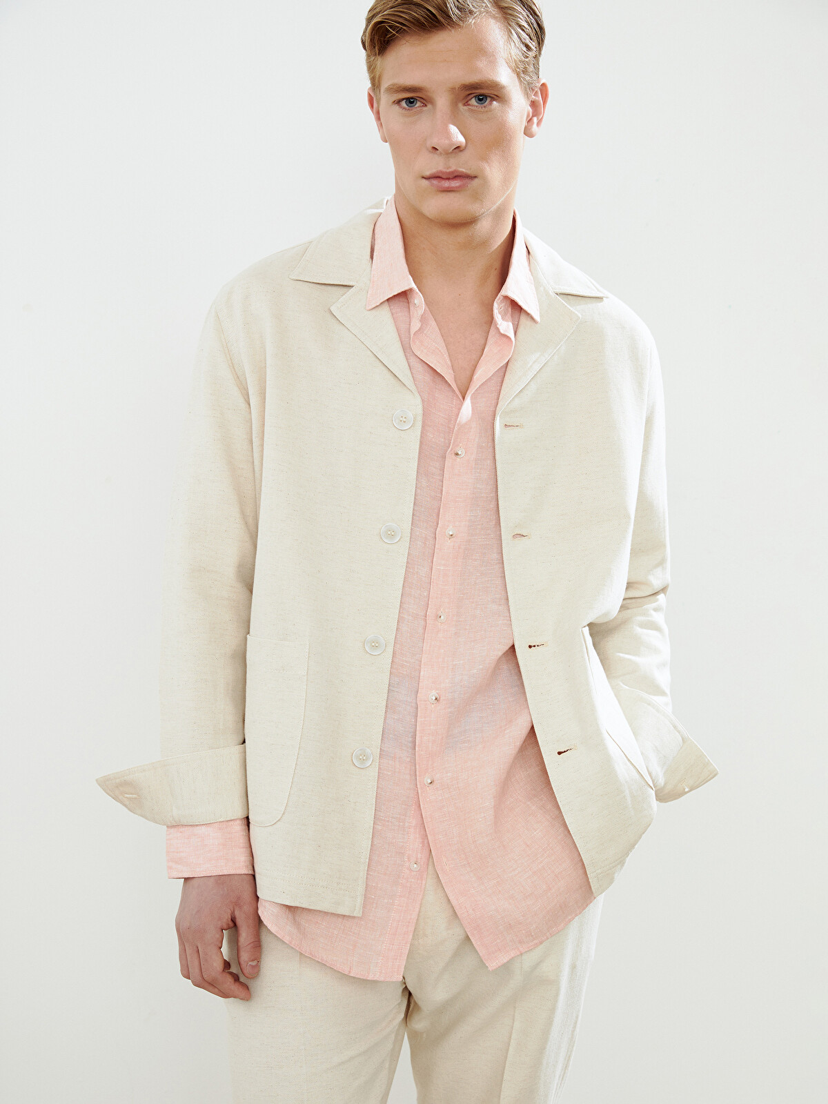 SOUTHBLUE Standard Fit Linen-Look Men's Blazer Jacket - S5J935Z8