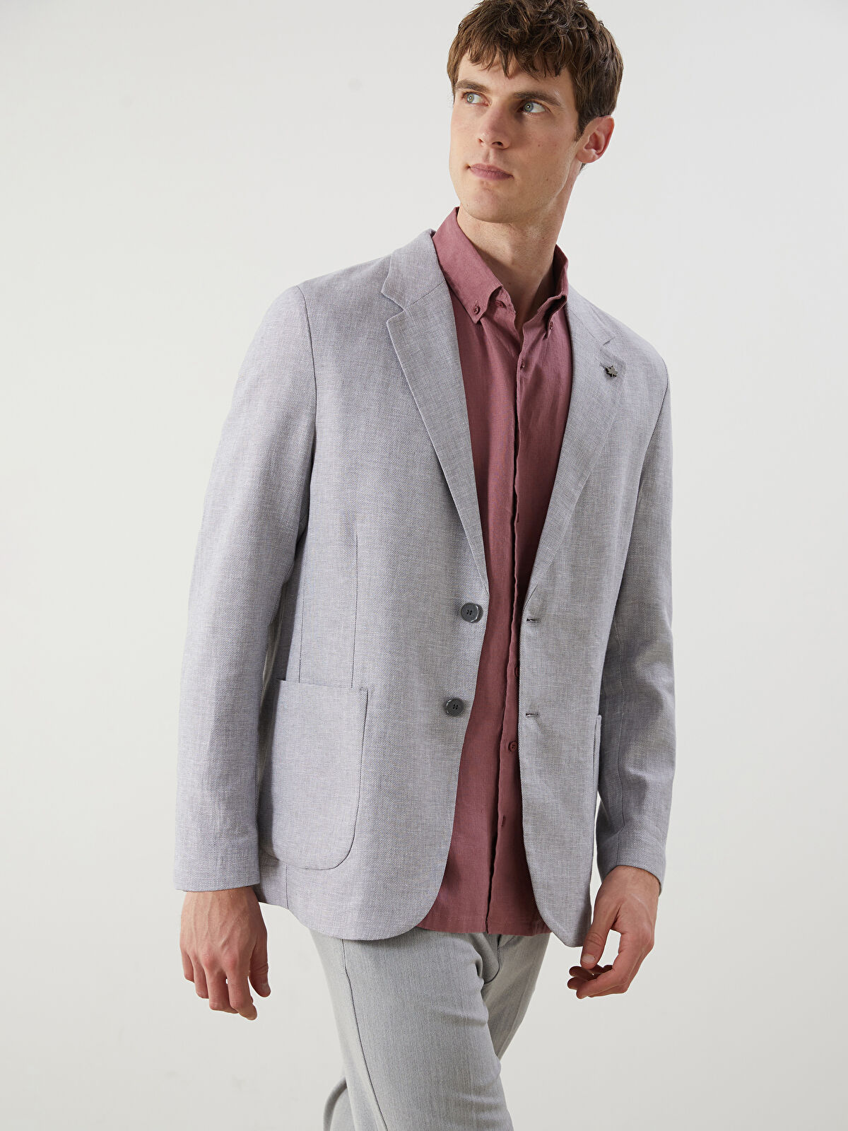 SOUTHBLUE Standart Kalıp Keten Görünümlü Erkek Blazer Ceket
