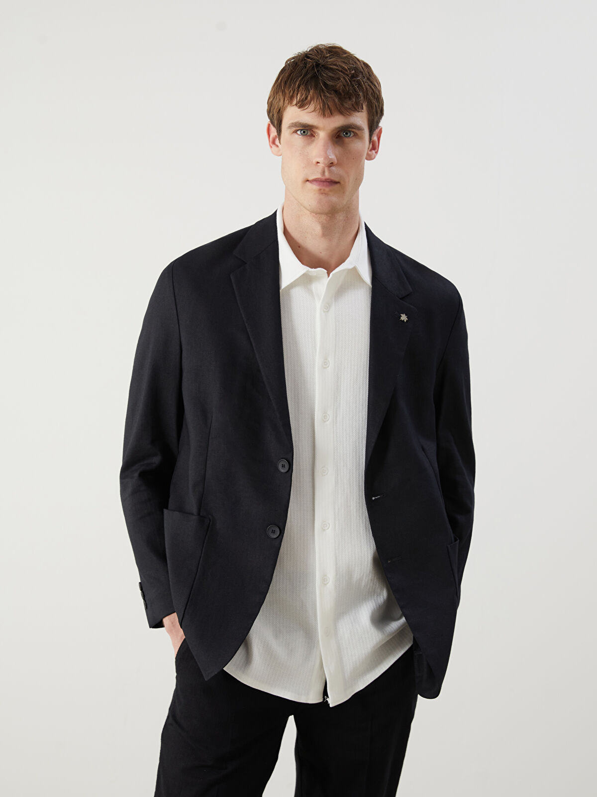 SOUTHBLUE Standart Kalıp Keten Görünümlü Erkek Blazer Ceket
