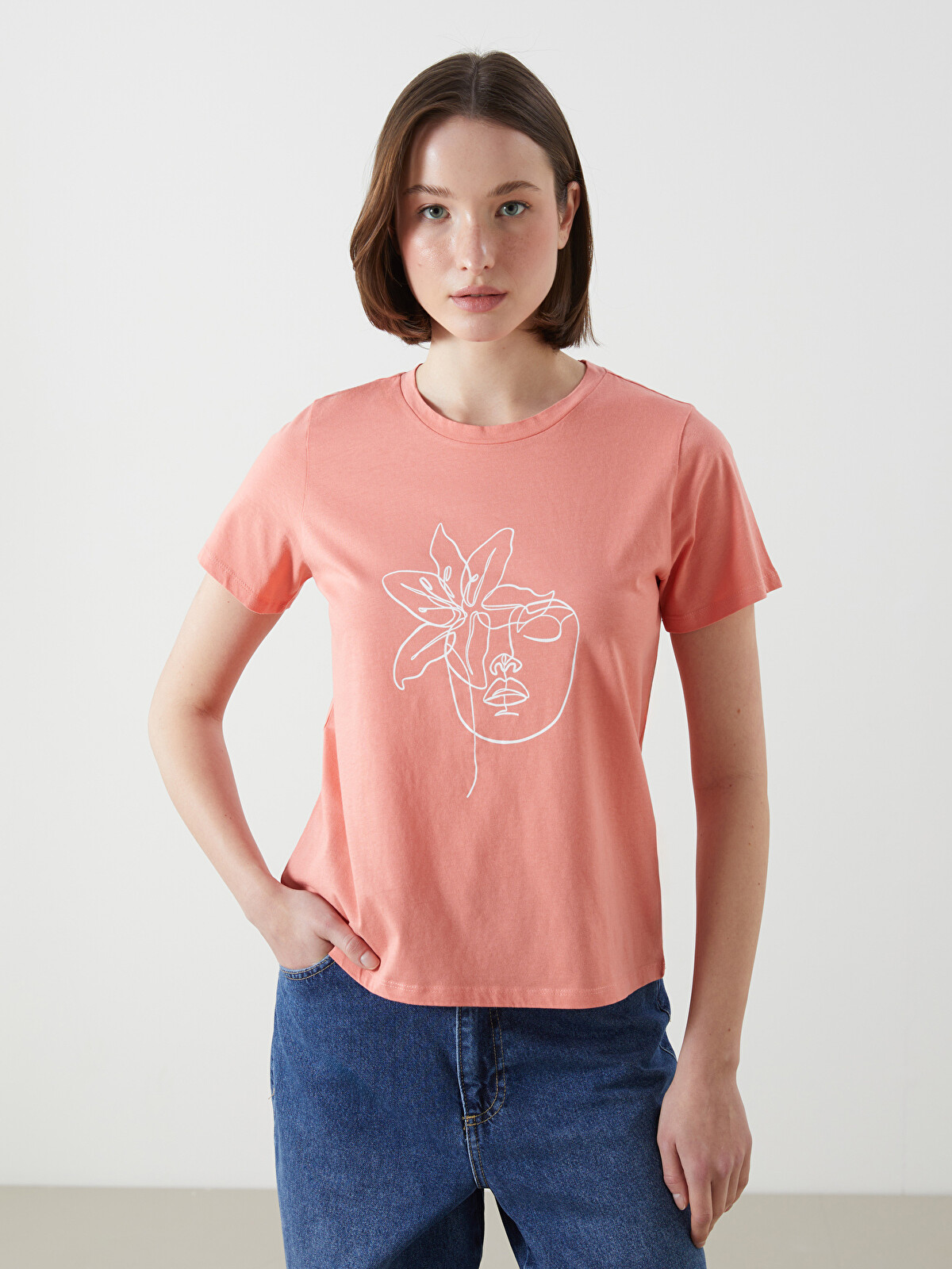 ワタイチカート LCWAIKIKI Basic Woman Coral T-Shirt - S5JD43Z8-GAW | LC Waikiki