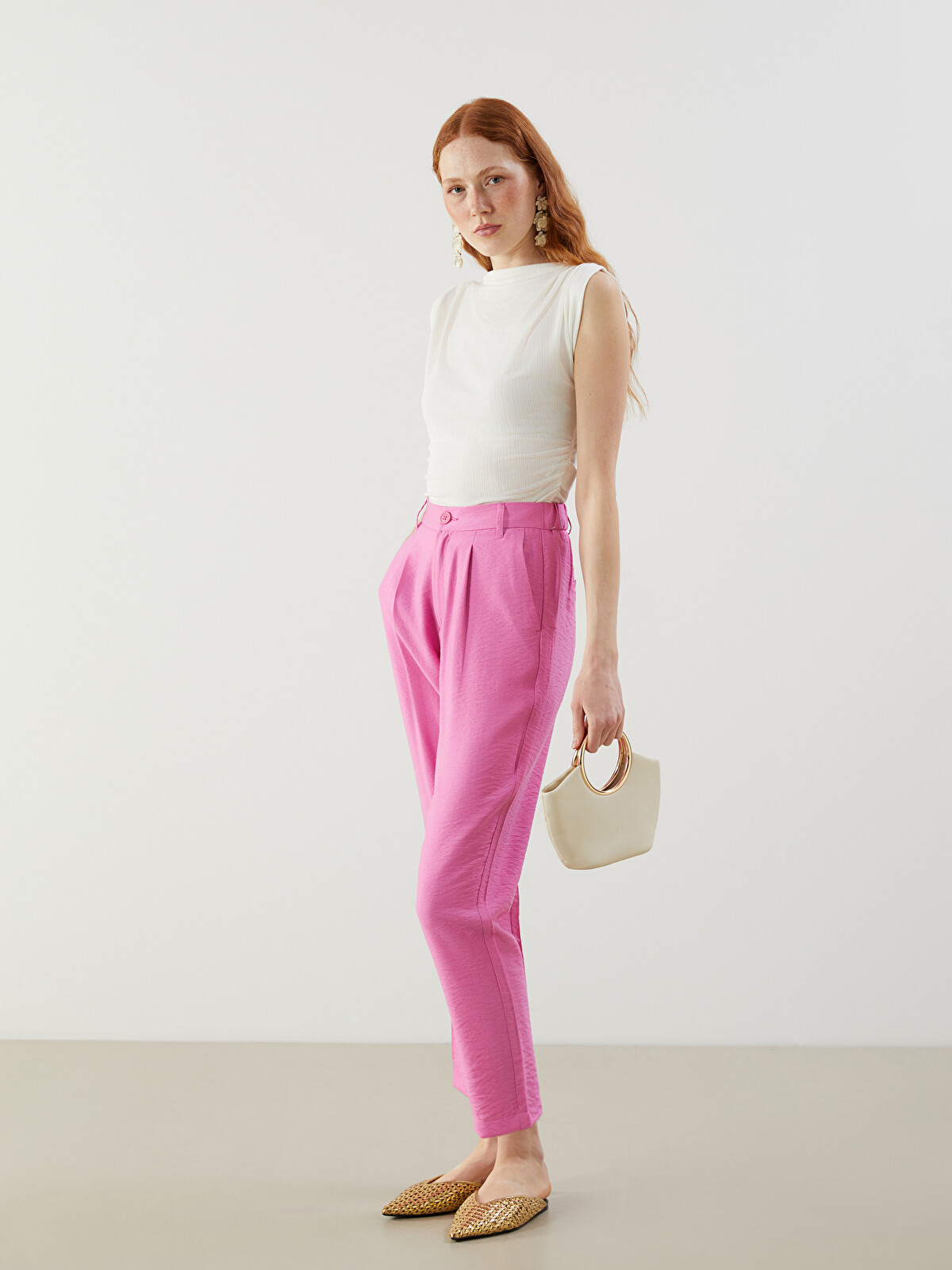 LCW Vision Elasticated Waist Women's Pleated Trousers - S5JE69Z8