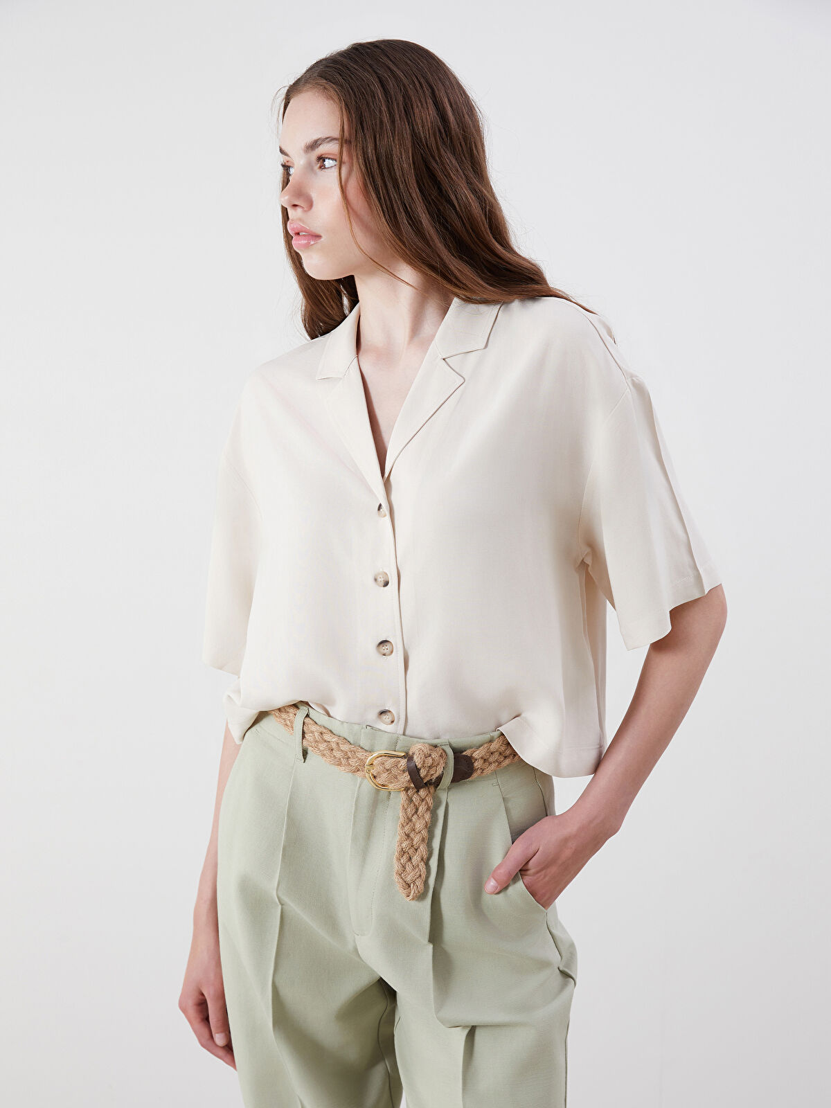 XSIDE Linen Blend Women's Shirt -S5JF23Z8-Z4R - LC Waikiki