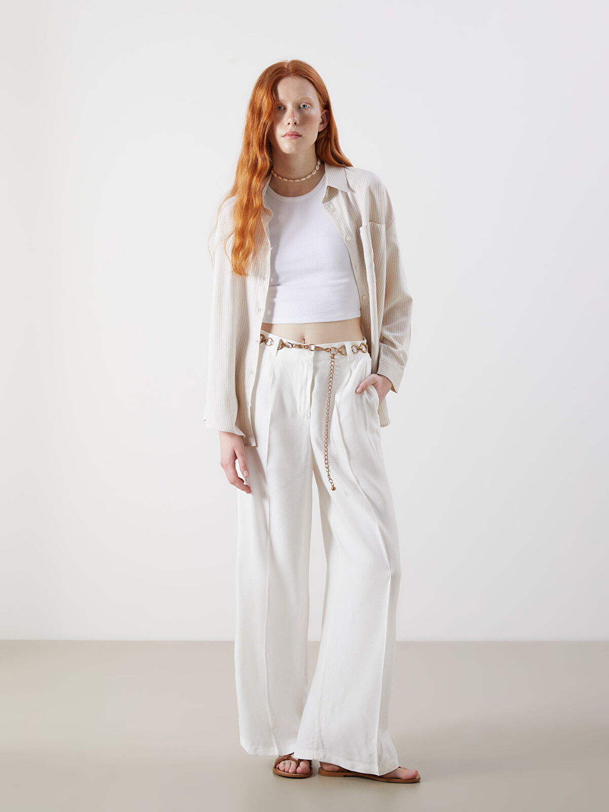 XSIDE Wide Leg Linen Blend Women's Trousers - S5JF37Z8-Q6K | LC