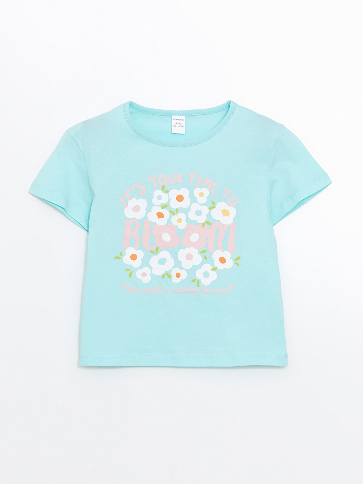 Crew Neck Printed Girls' T-Shirt -S5JF80Z1-G0C - LC Waikiki