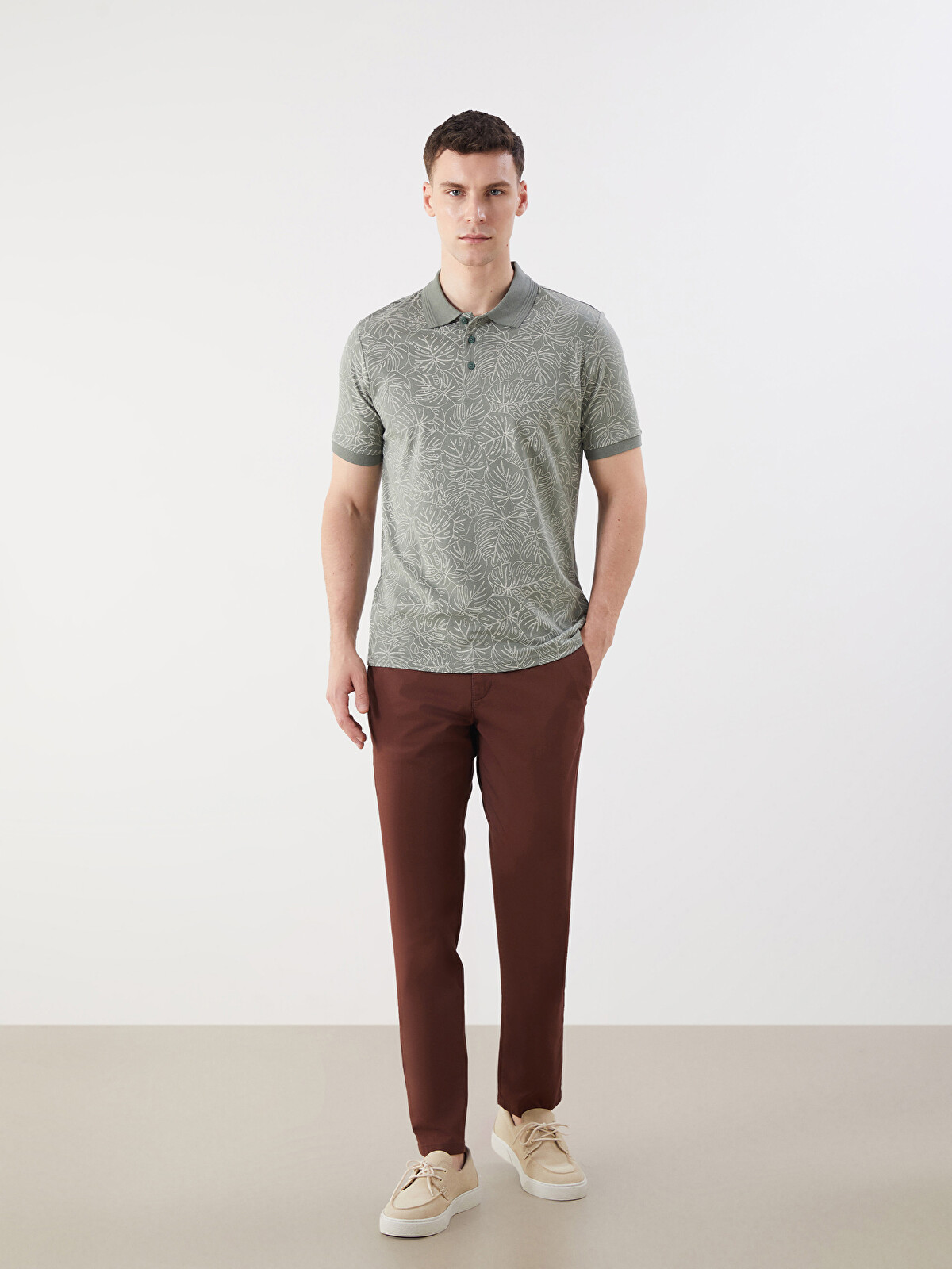 LCWAIKIKI Classic Polo Neck Patterned Jersey Men's T-shirt
