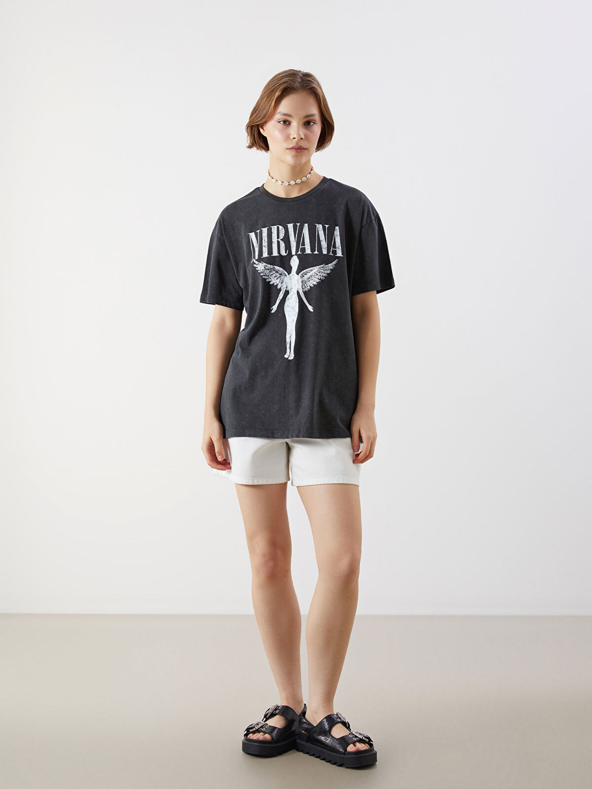 XSIDE Crew Neck Nirvana Printed Women's T-Shirt -S5JI89Z8