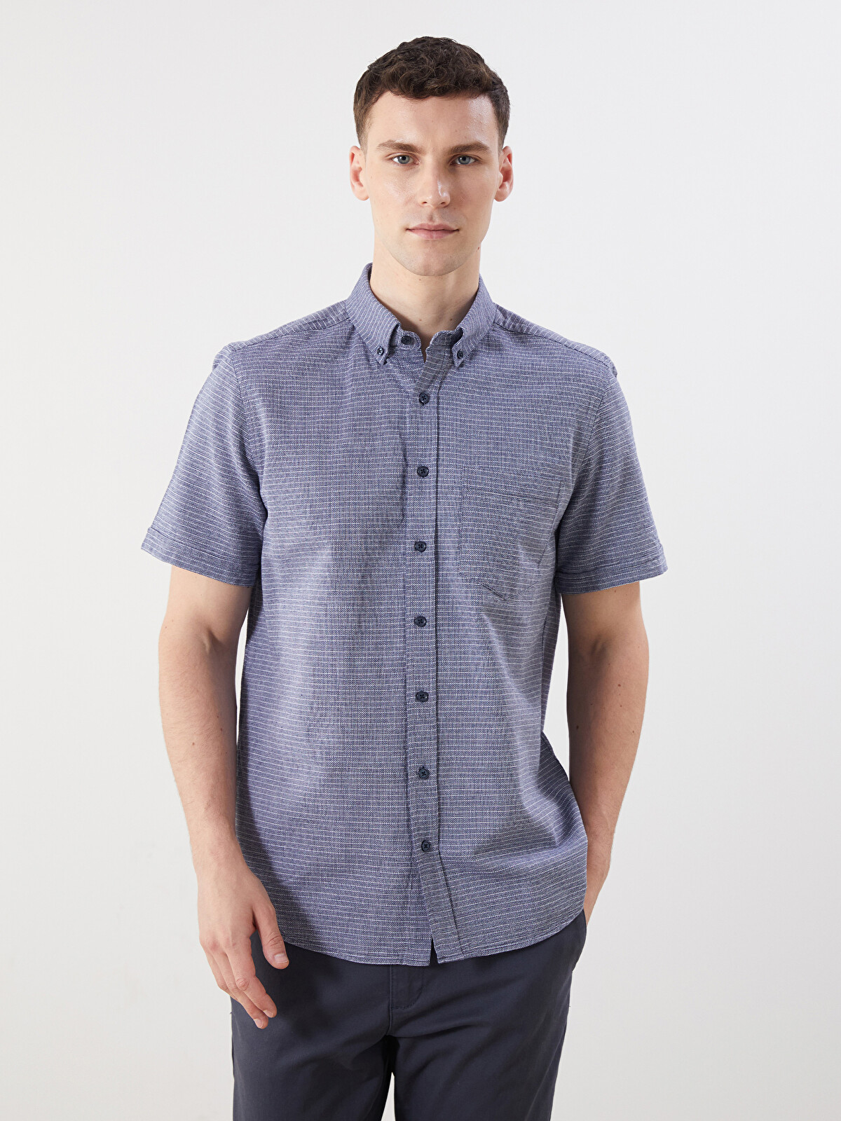 LCWAIKIKI Classic Regular Fit Short Sleeve Dobby Men's Shirt