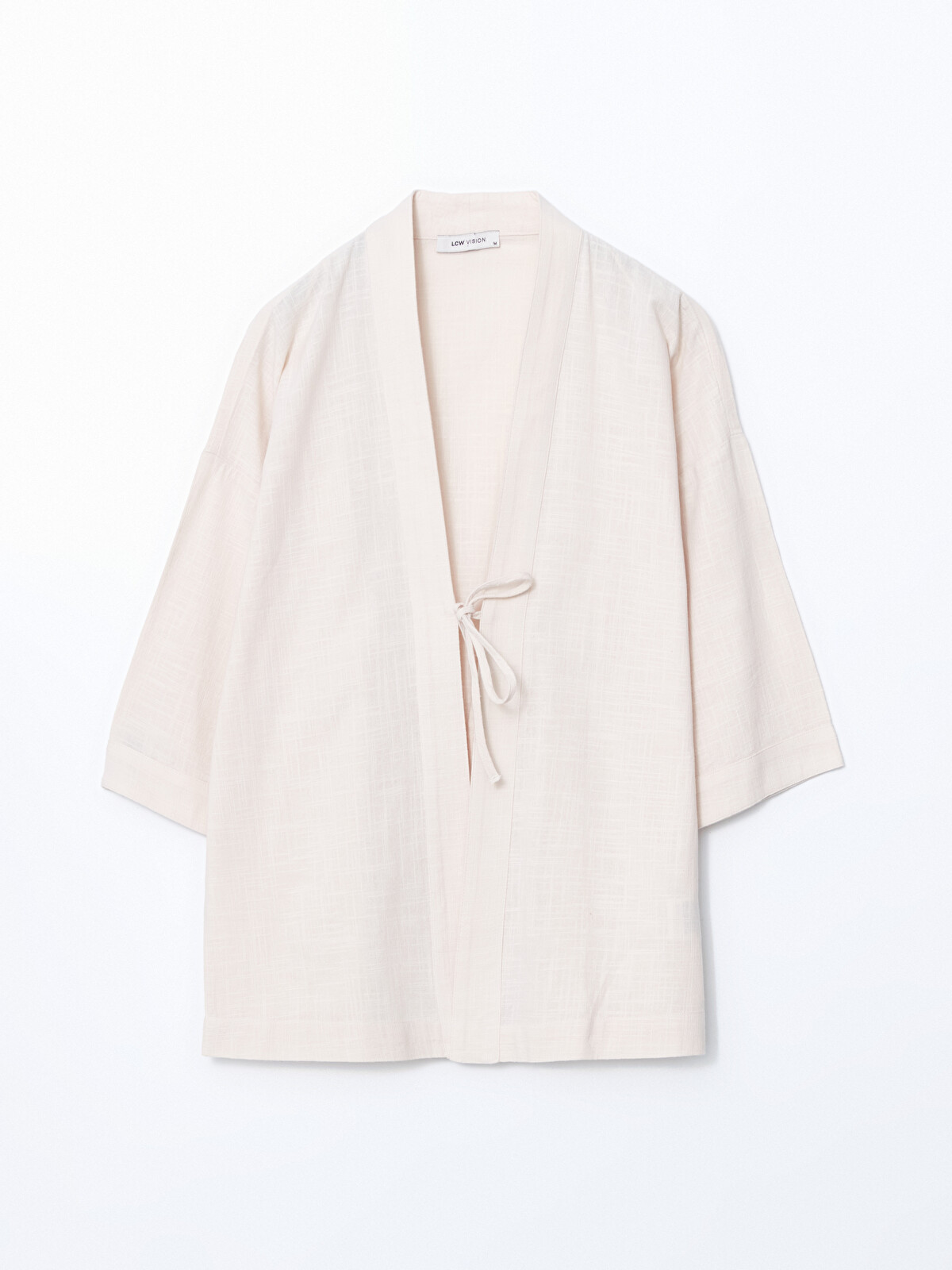 LCW Vision Shawl Collar Linen Look Oversize Women's Kimono